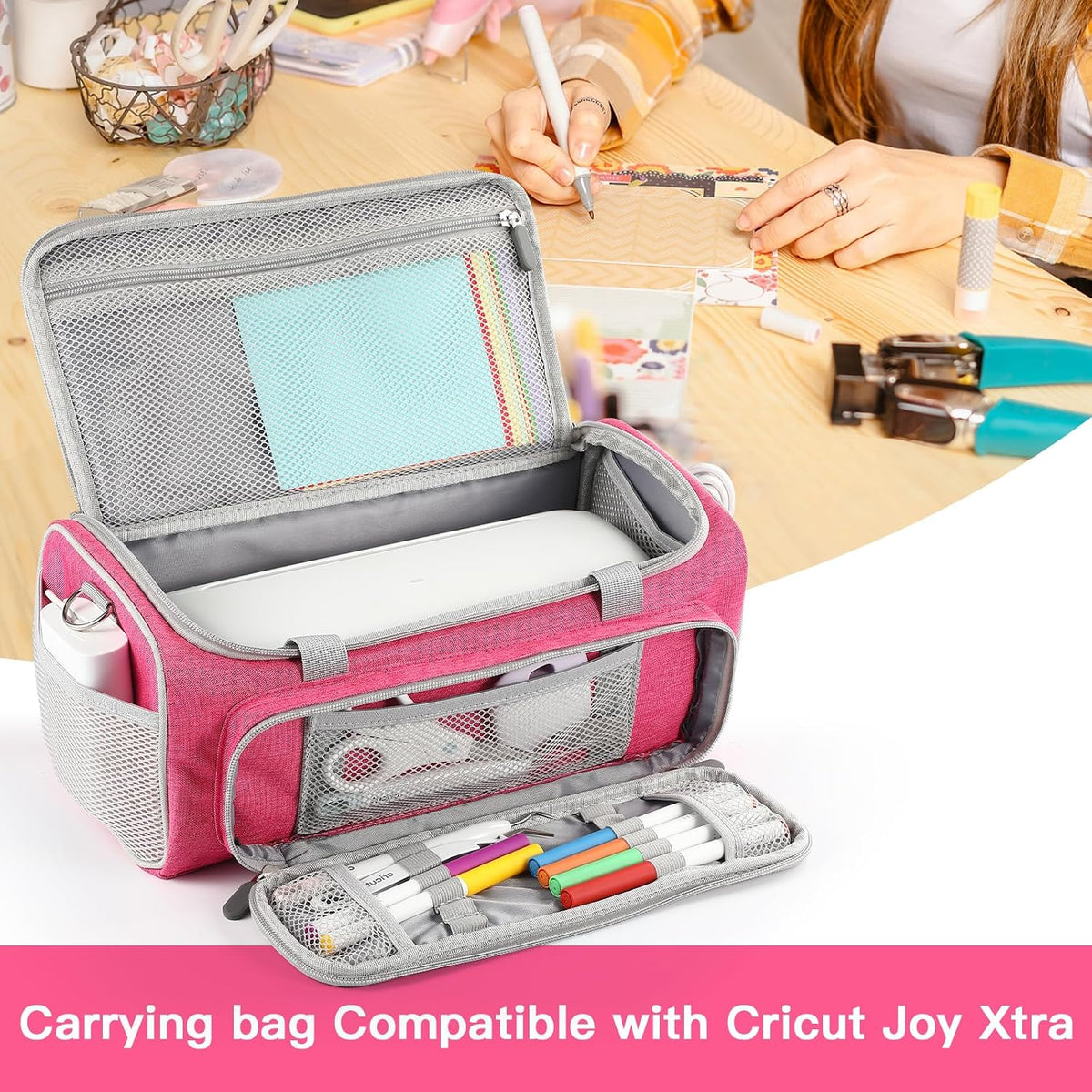 Carrying Case Compatible with Cricut Joy Xtra Smart Cutting Machine, Storage Organizer for Cricut accessories, Travel Storage Bag with Pockets for Craft Tools (Bag only)