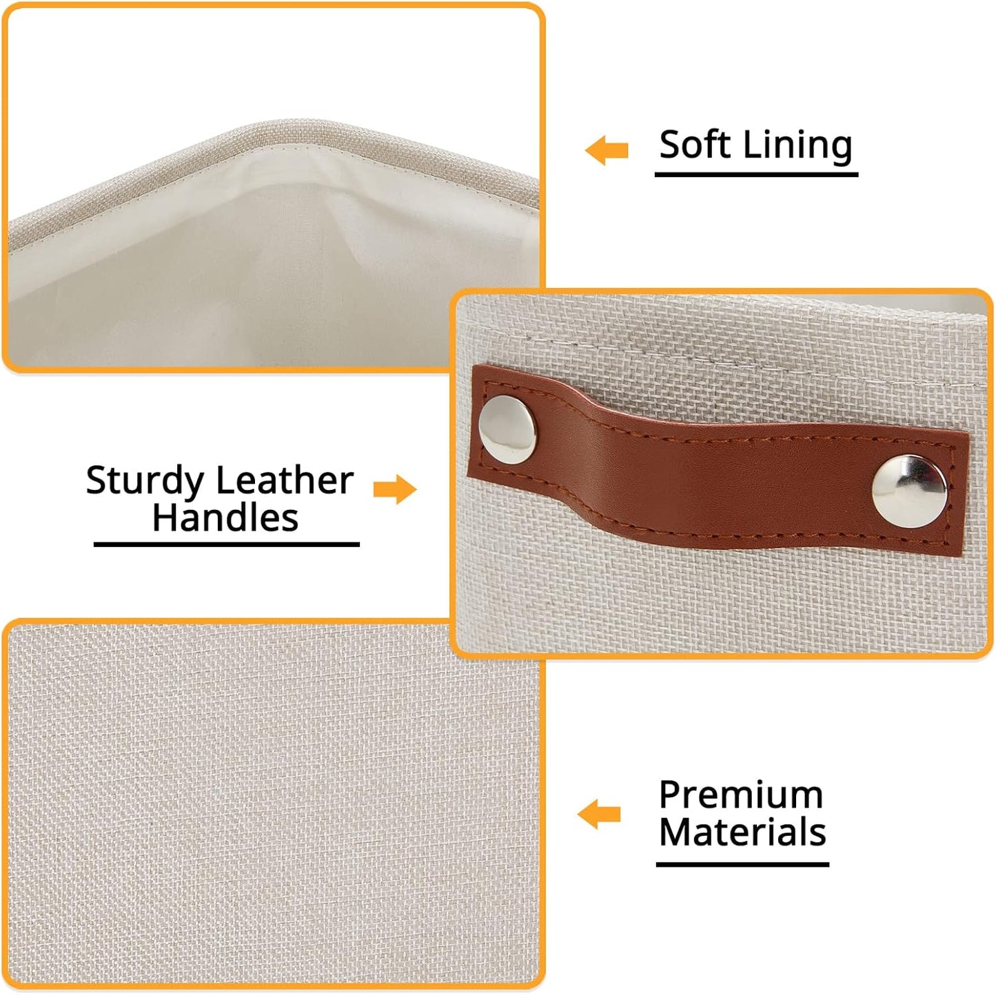 DULLEMELO Storage Baskets for Shelves, Fabric Collapsible Rectangular Storage Bins for Shelves, Closets, Nursery, Home, Office, Empty Gift Baskets (White&Teal)