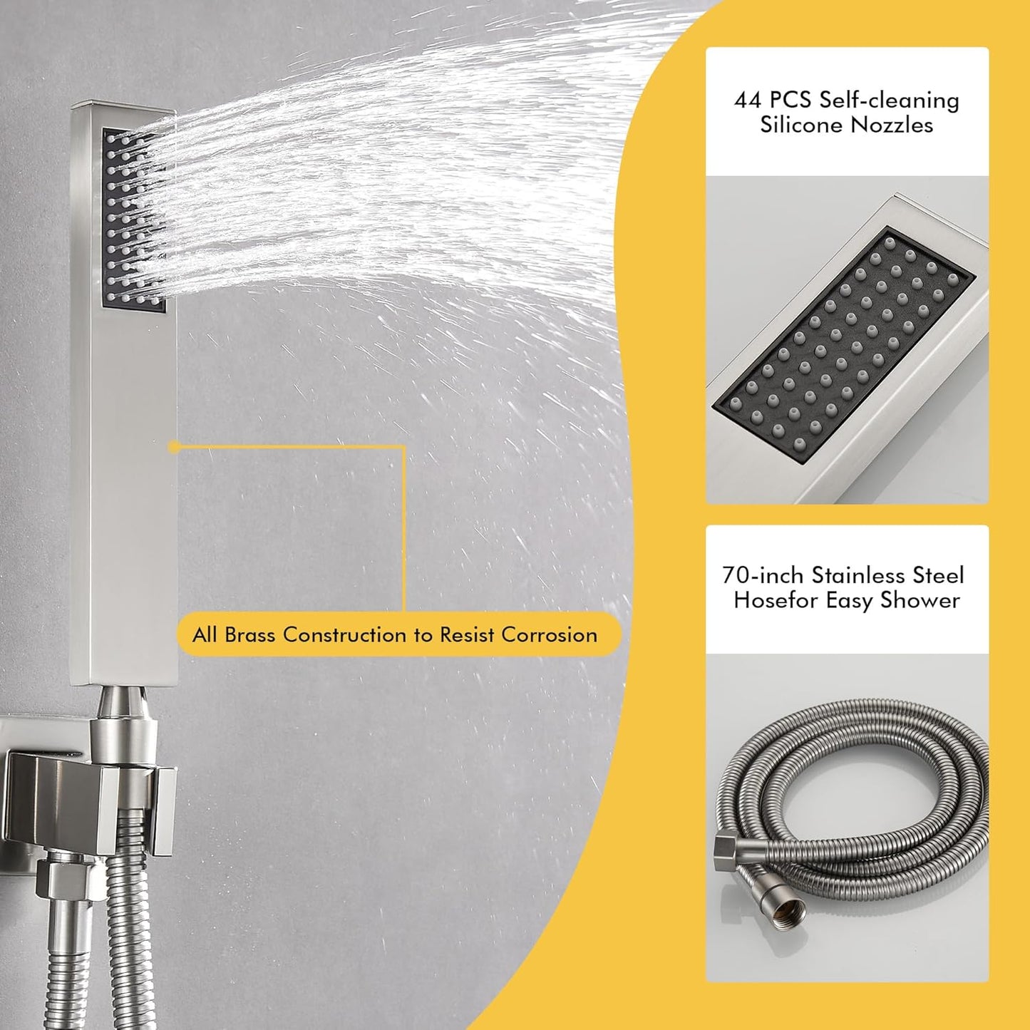 Fransiton Shower System Rain Shower System Set Ceiling Mounted, Rainfall Shower Head with Handheld, Bathroom Shower Kit (Valve Included) (8" - Wall Mount, Matte Black)