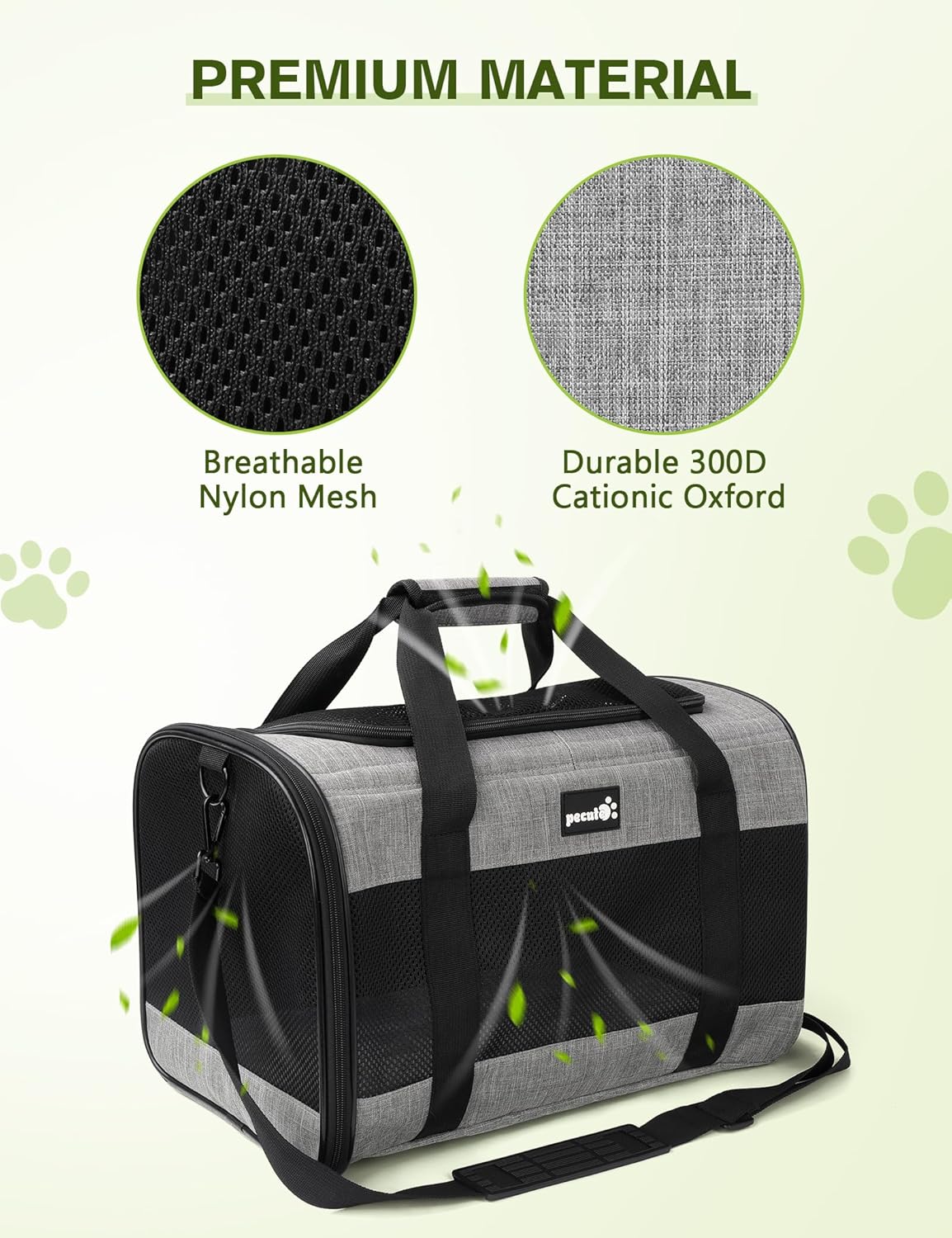 Pecute Cat Carrier Dog Carrier up to 15lbs,Pet Carrier for Cats and Puppies with Foldable Bowl, Soft-Sided Bag with Breathable Mesh, Suitable for Long and Short Trips Travel Camping Outdoor