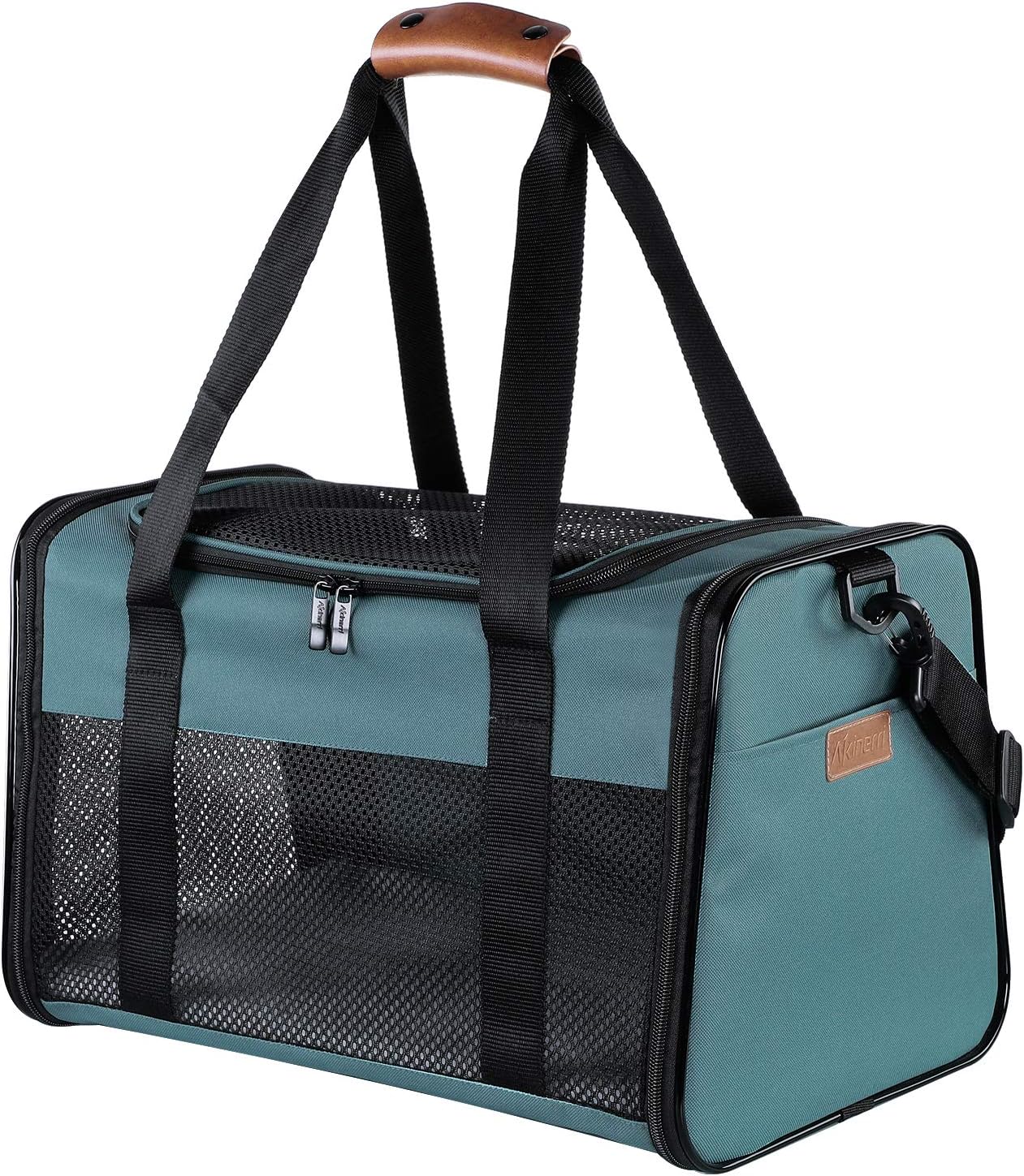 Akinerri Airline Approved Pet Carriers,Soft Sided Collapsible Pet Travel Carrier for Medium Puppy and Cats (Medium, Blue)