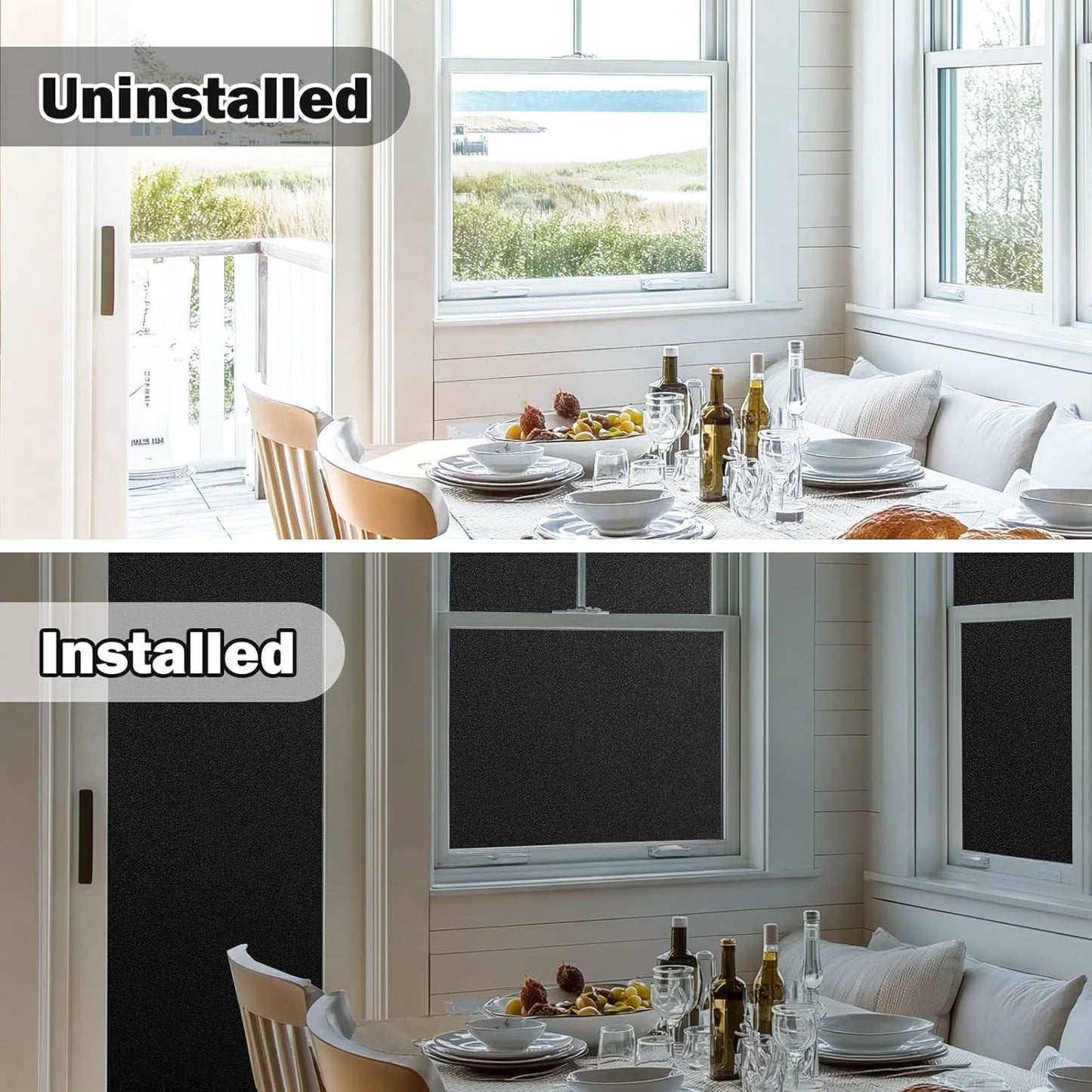 rabbitgoo Window Films for Privacy, Static Cling Frosted Glass Sticker, Non-Adhesive Privacy Film Sun Blocking Window Covering Frosting Vinyl Bathroom Sliding Glass Door, 44.5 x 200cm, Pure Frosted
