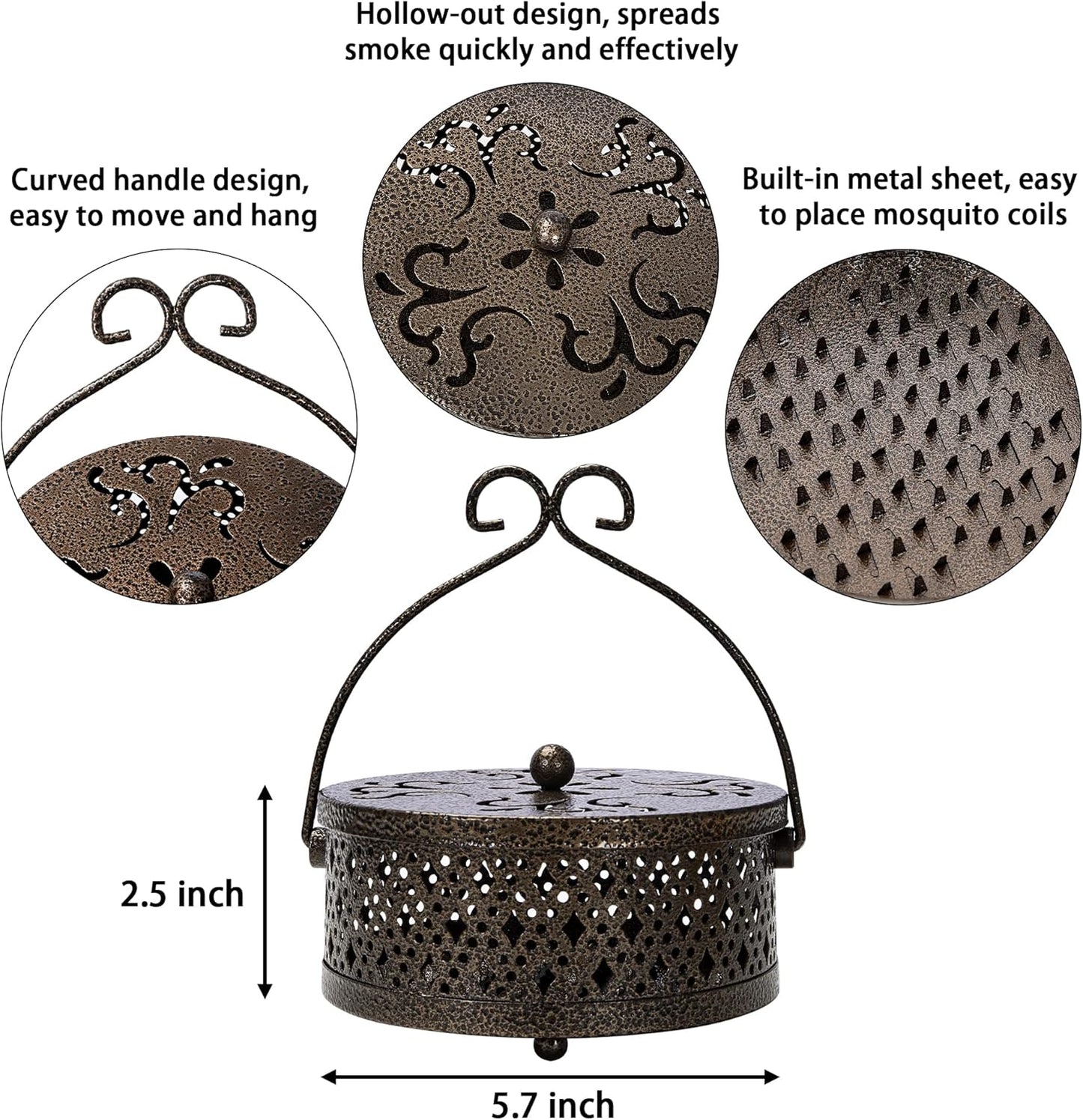 Purilite Select Metal Mosquito Coil Holder with Lid