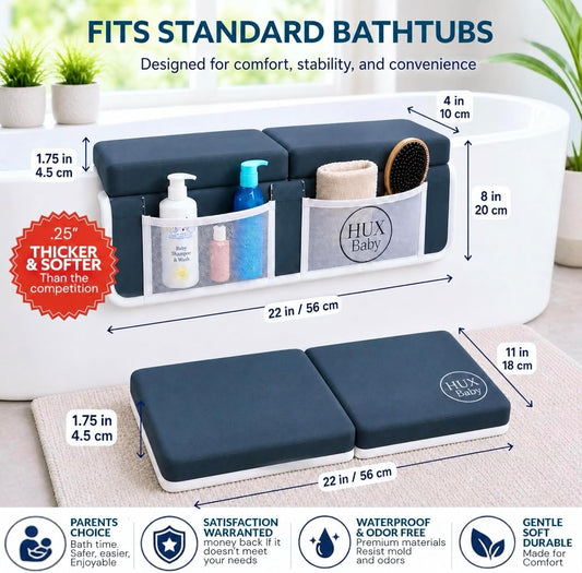Baby Bath Kneeler and Elbow Rest Pad Set, Thick Kneeling Pad for bathtime, Comfortable Baby Bath Support Cushion, Essential Bathtub Accessories for Kids, Bain Pour Bebe, (Dark Gray)