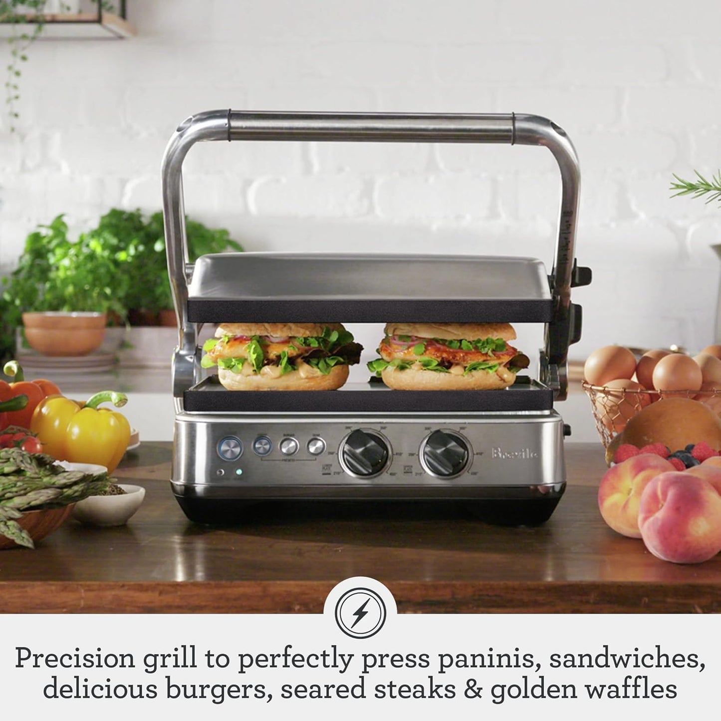 Breville BGR700BSS1BCA1 The Sear and Press Open Flat Grill, 10x12, Silver