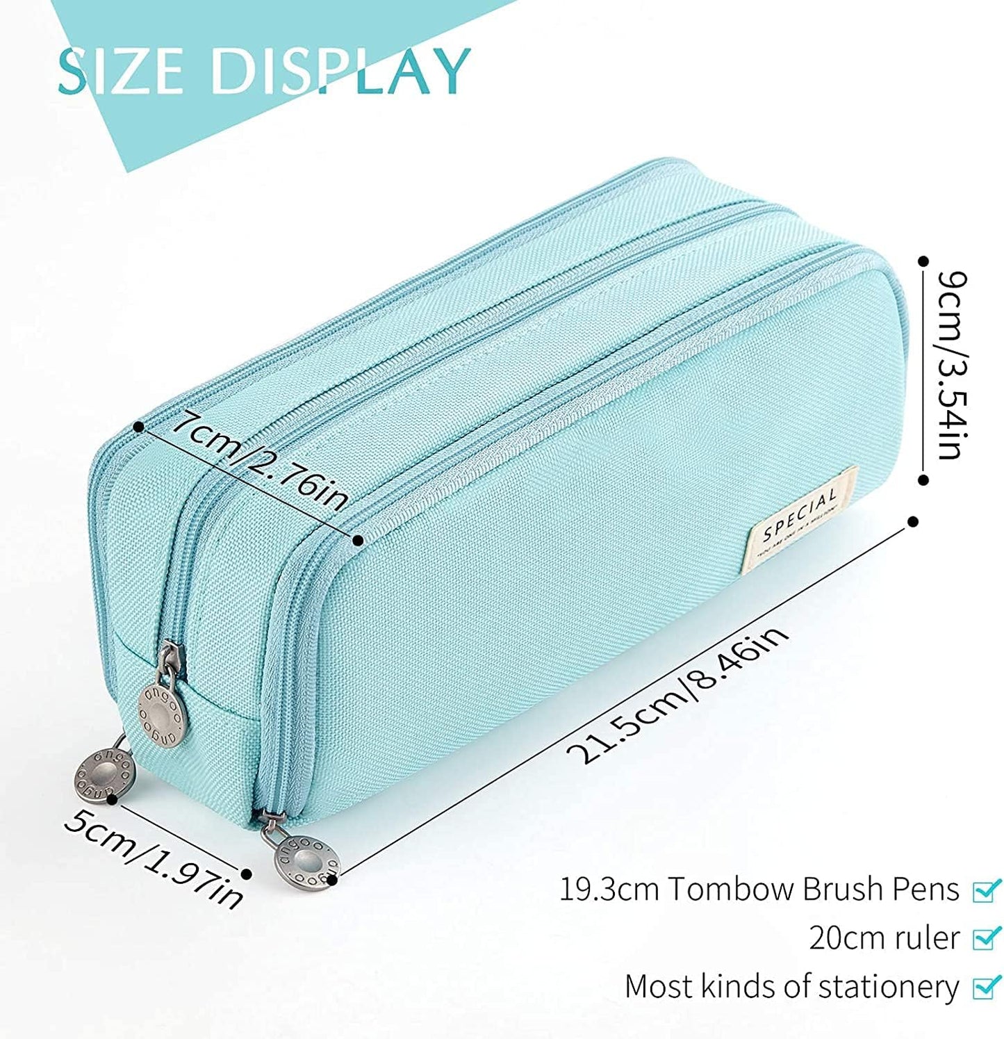Big Capacity Pencil Case, OLIYuMi 3 Compartment Pencil Pouch Pencil Bag Storage Box Stationery Organizer Makeup Bag with Zipper Closure for Student Office College Boys and Girls (Pink)