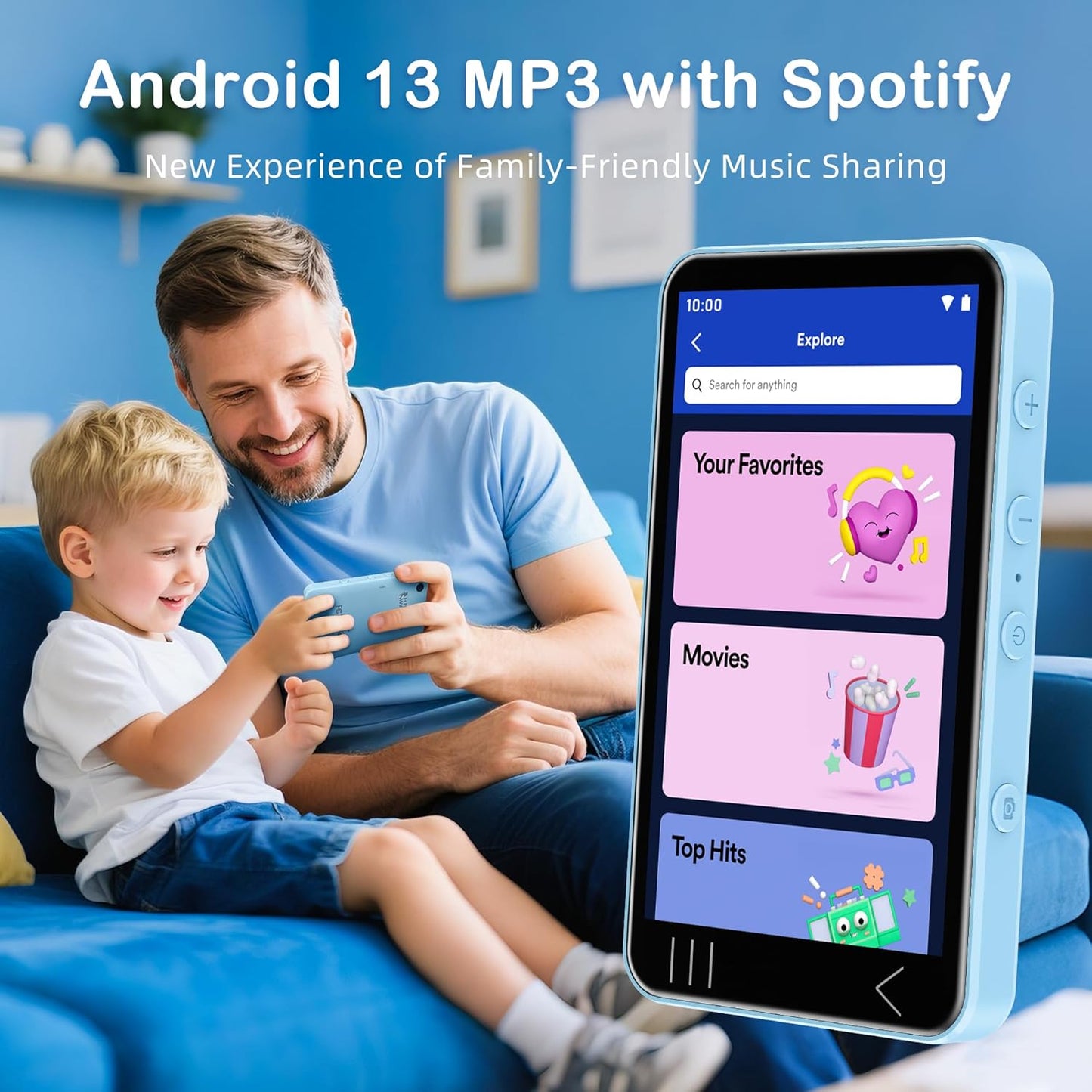 MP3 Player with Bluetooth and WiFi, Music Player with Camera Spotify Pandora,Amazon Music, 4" Touch Screen Android MP4 MP3 Player with Speaker 144GB MP4 & MP3 Player for Travel Sport