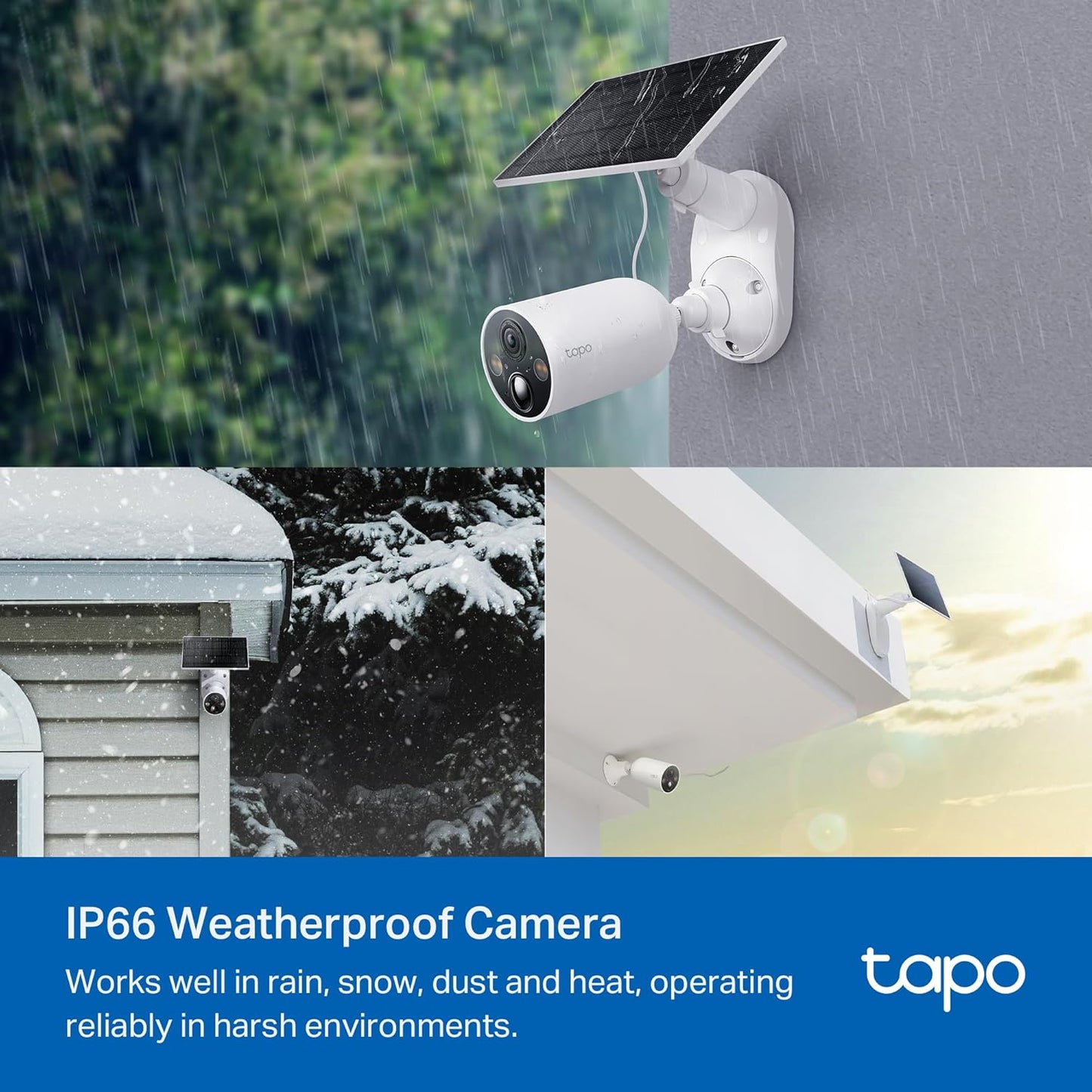 TP-Link Tapo SolarCam 2K, Outdoor Battery Camera w/Solar Panel Base, Wireless Camera, 2K QHD, 150° Super-Wide FOV, Free Person/Vehicle/Pet Detection, SD/Cloud Storage, Starlight Color Night Vision