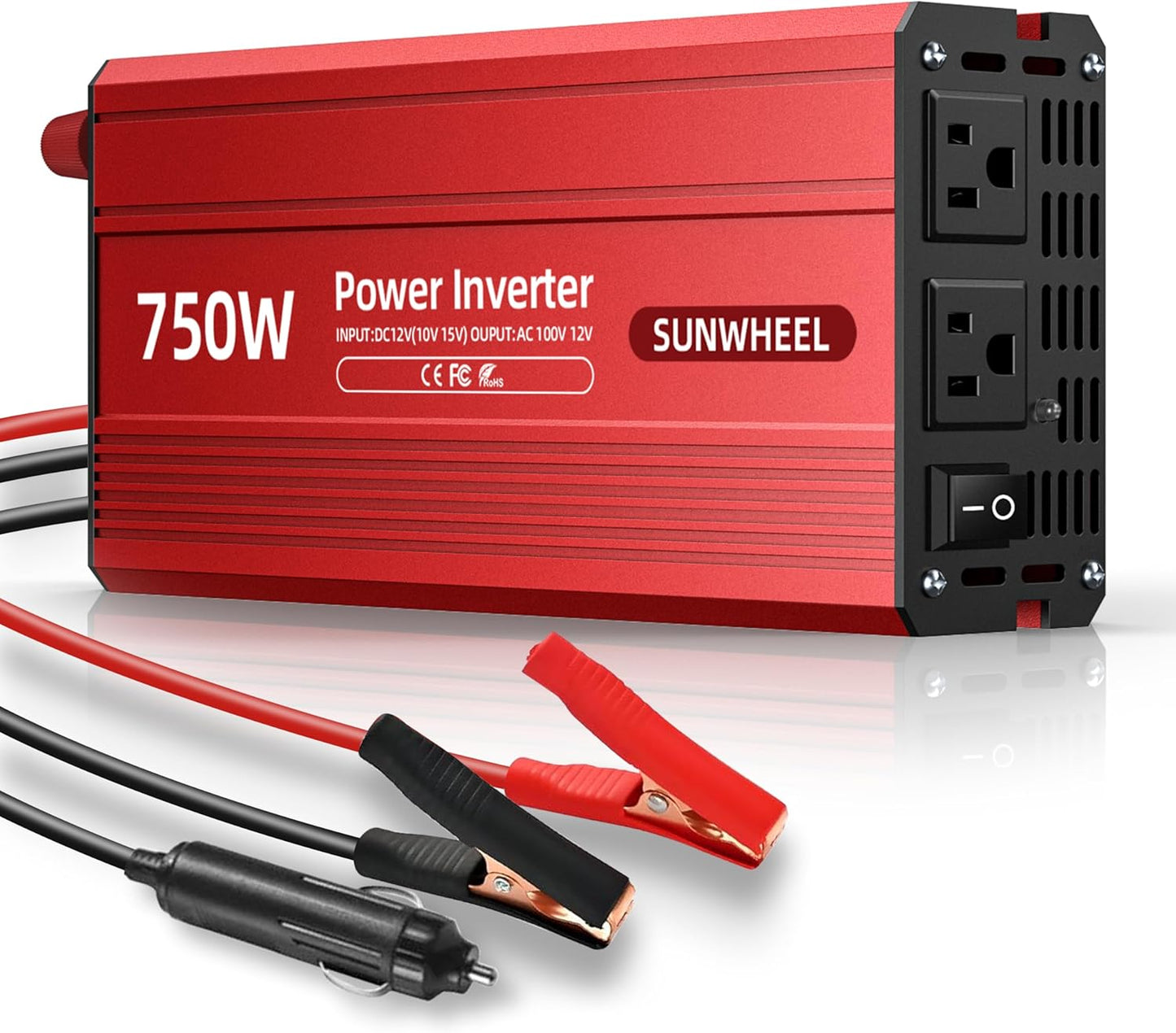 SUNWHEEL 4000W Pure Sine Wave Inverter, 12V DC to 110V/120V AC Power Inverter for RV、Microwave、Off Grid、Truck、Refrigerator、Air Conditioner with 4 AC outlets and LCD Display