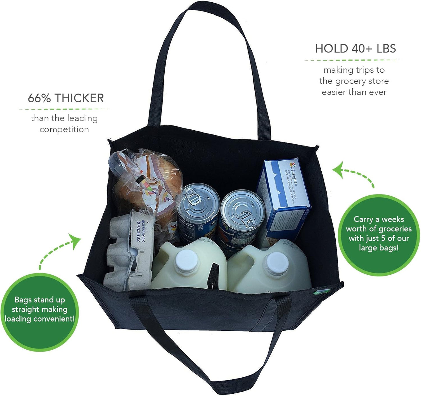 Purilite Select™ EcoSmart Reusable Canvas Tote Bag – 5 Pack