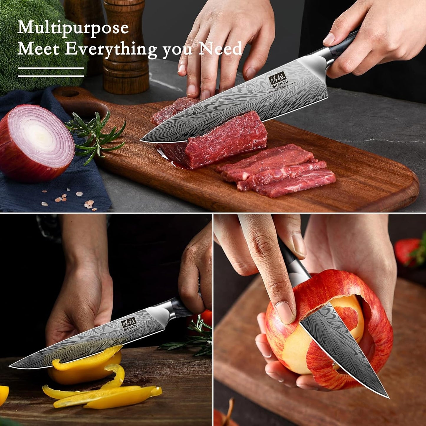 SHAN ZU Fillet Knife 7 Inch, Powder Steel Boning Knife High Carbon Japanese Filleting Knife, Ultra Sharp Deboning Knife for Meat Cutting, Fish Knife with Ergonomic Pakkawood Handle