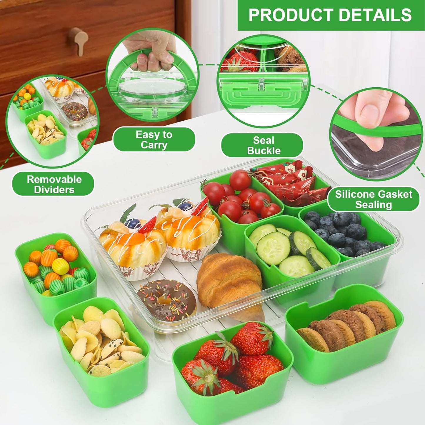 Purilite Select Clear Compartmentalized Snack Box