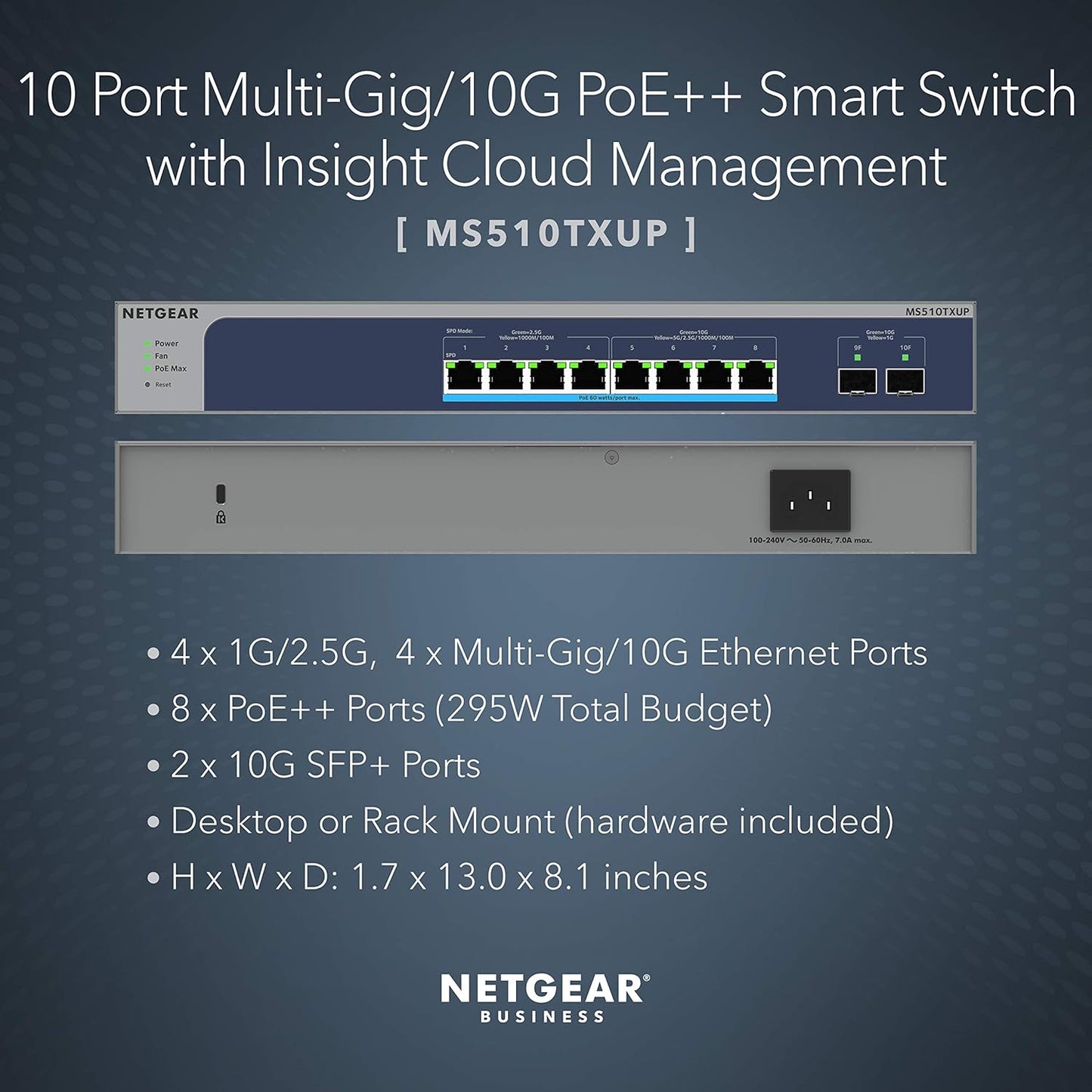 NETGEAR 26-Port PoE Gigabit Ethernet Smart Switch (GS724TP) - Managed, 24 x 1G, 24 x PoE+ @ 190W, 2 x 1G SFP, Optional Insight Cloud Management, Desktop or Rackmount, and Limited Lifetime Protection