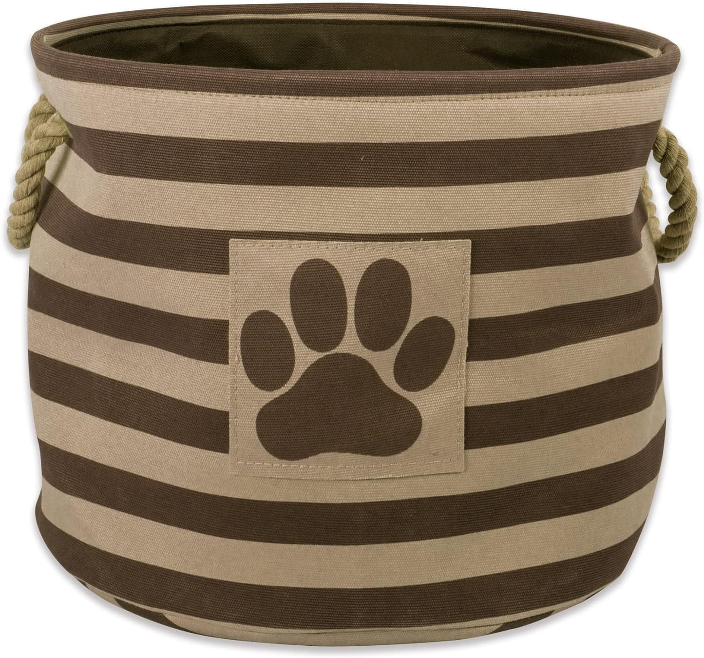 DII Bone Dry RoundSmall Pet Toy and Accessory Storage Bin, 12"(Dia) x9(H), Collapsible Organizer Storage Basket for Home Decor, Pet Toy, Blankets, Leashes and Food-Gray Stripes