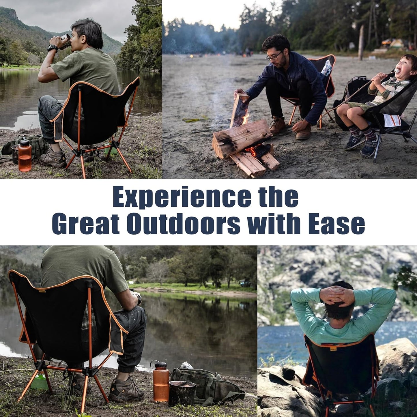 TREKOLOGY YIZI GO Portable Camping Chairs 2Pack - Compact Ultralight Folding Backpacking Chairs, Small Collapsible Foldable Packable Lightweight Backpack Chair in a Bag for Outdoor, Camp, Picnic