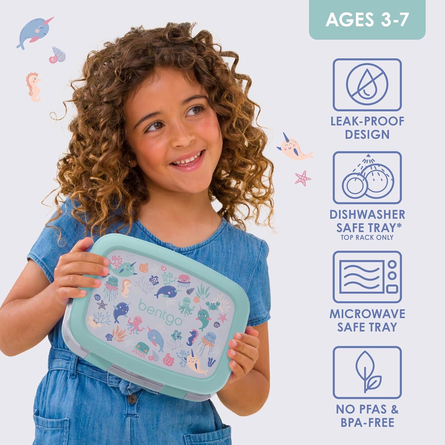 Bentgo Kids Prints Leak-Proof, 5-Compartment Bento-Style Kids Lunch Box - Ideal Portion Sizes for Ages 3 to 7 - BPA-Free, Dishwasher Safe, Food-Safe Materials - 2021 Collection (Llamas)