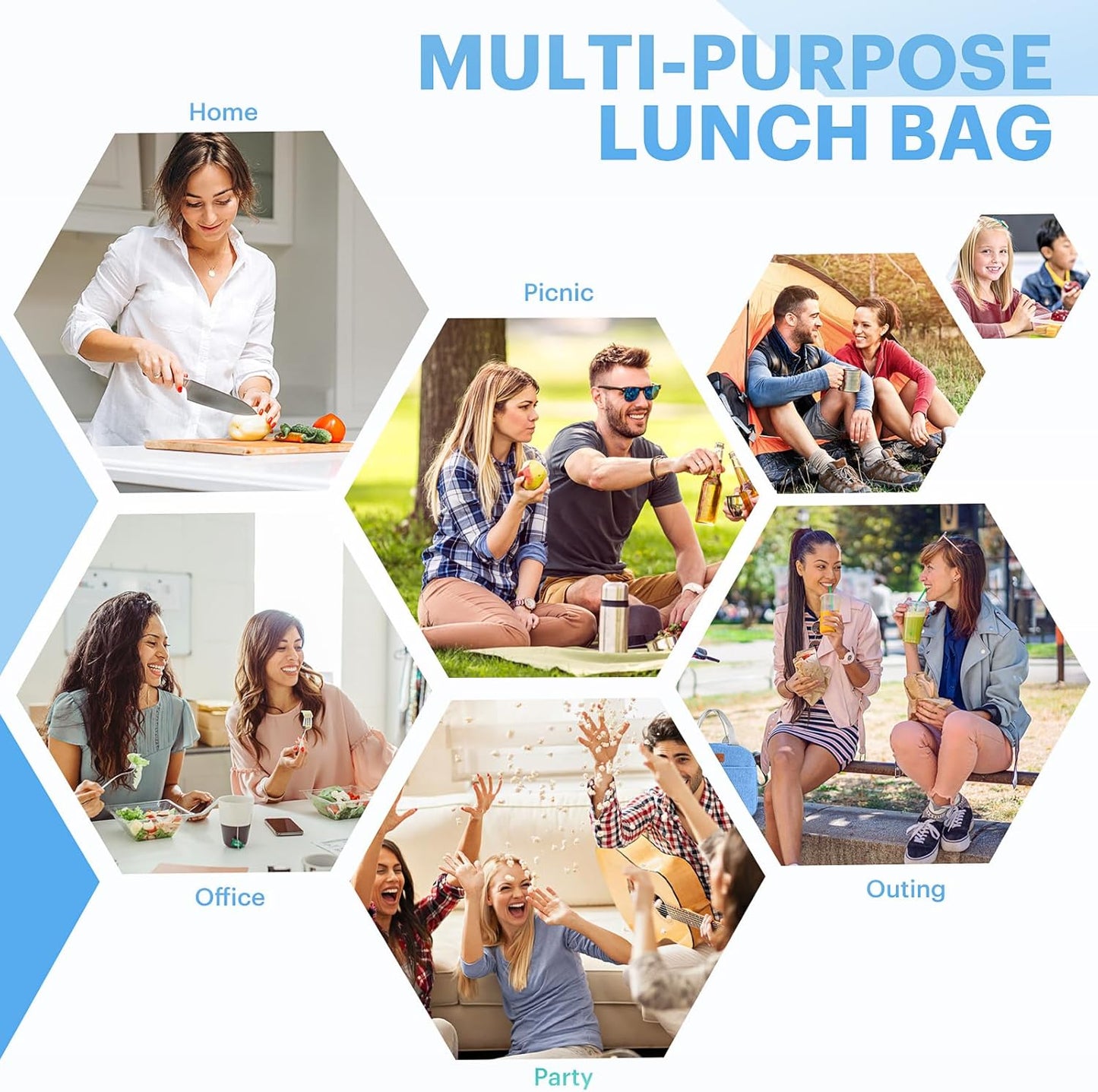 Lunch Bag for Women & Men Adult Insulated Lunch Box, Small Leakproof Cooler Food Lunch Containers Reusable High Capacity Lunch Tote Bags for Work, Travel, Outdoor