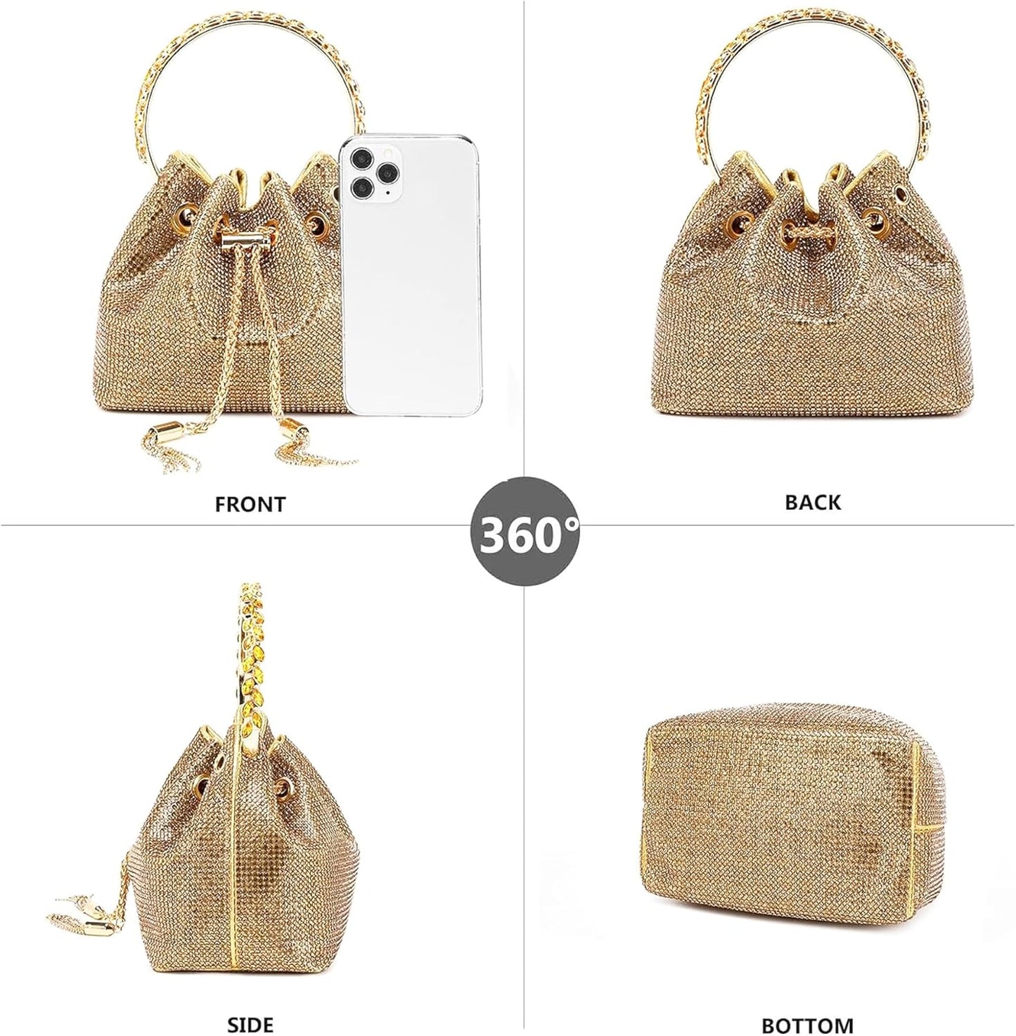 Rhinestone Purse for Women Sparkly Rhinestone Bag Evening Bag Silver Clutch Purses Bling Crossbody Bags for Women