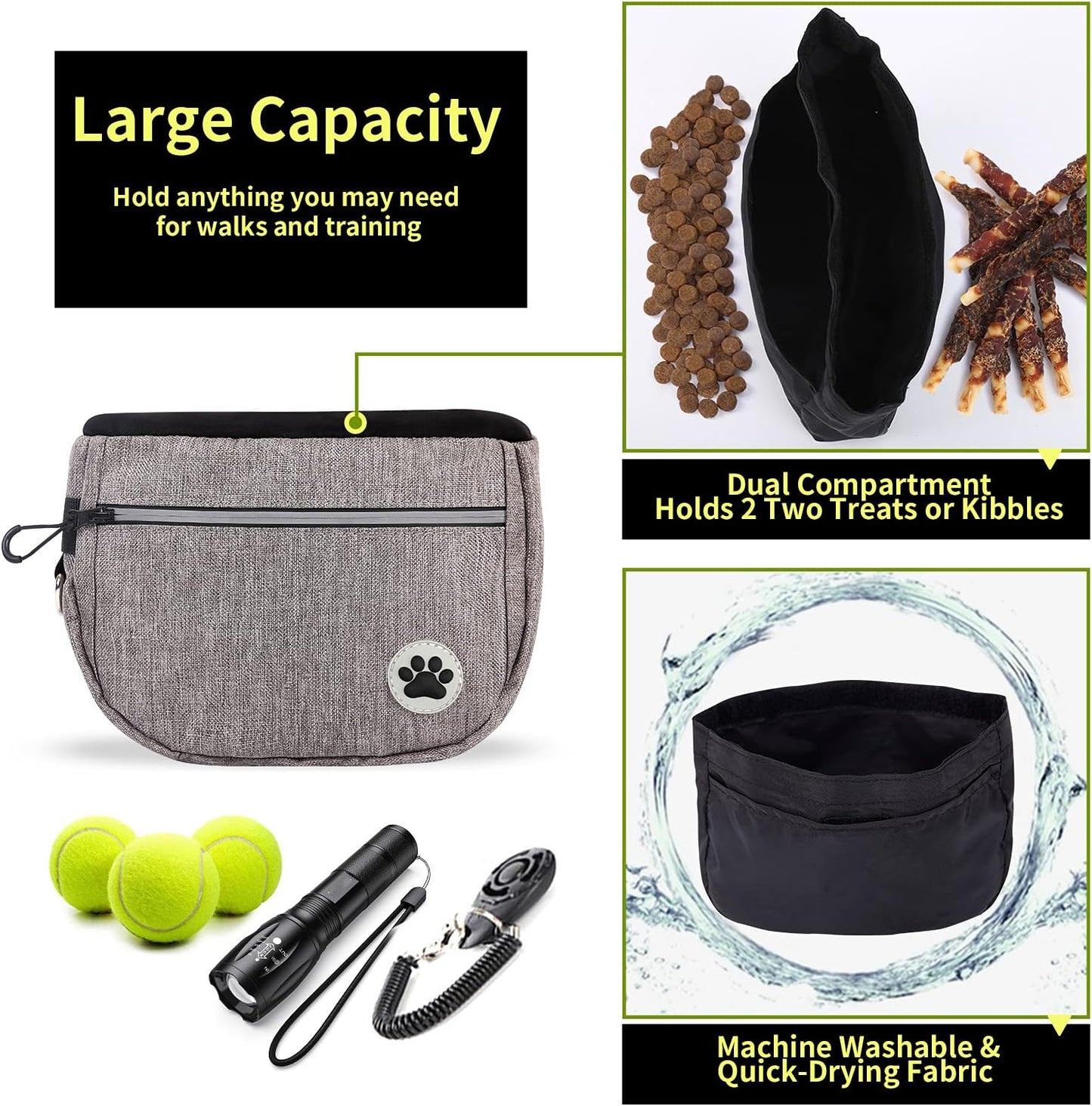 wefenad Large Capacity Dog Snack Bag Dog Treat Pouch Dog Training Pouch Bag with Adjustable Waistband Pet Training Pocket Bag hU