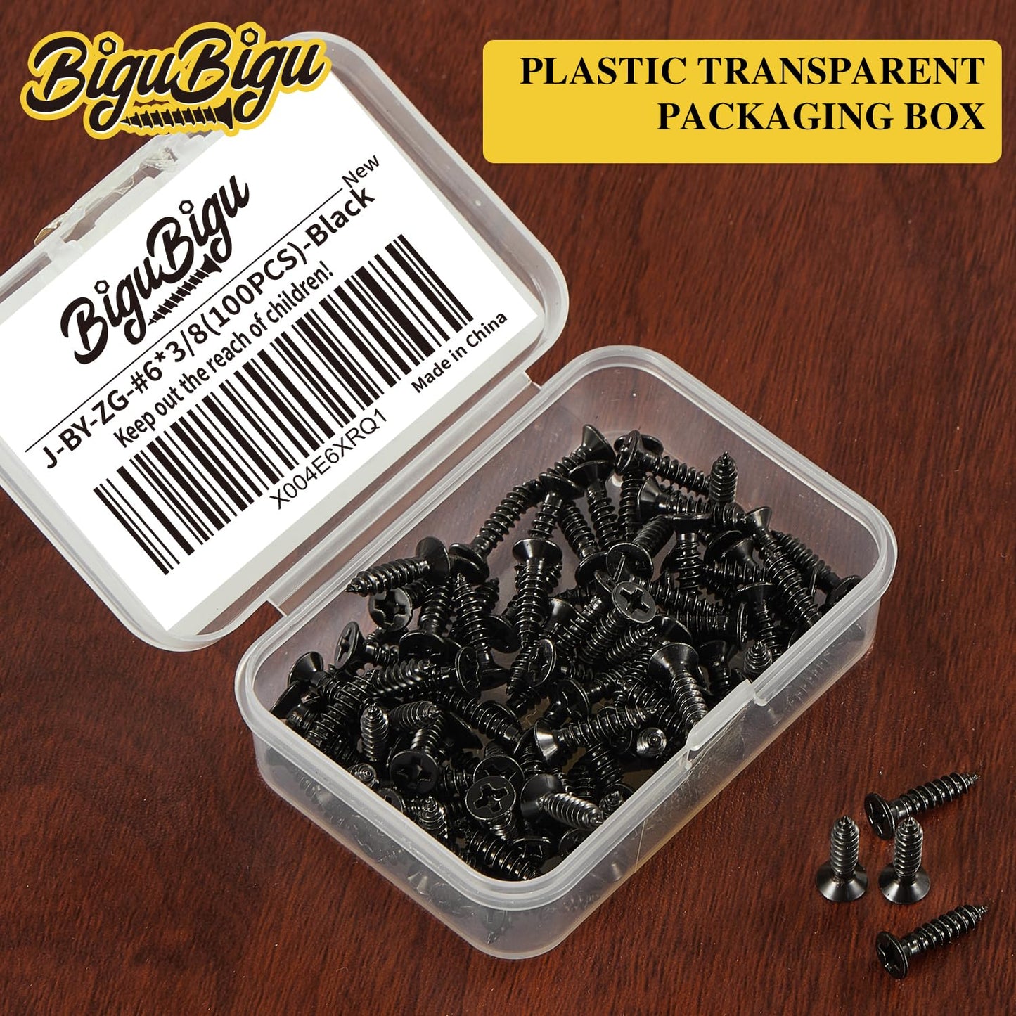 #4 * 2" Wood Screws, Flat Head Phillips Black Stainless Steel, 100Pcs Corrosion Resistant for Wood, Drywall Applications, and Outdoor Use