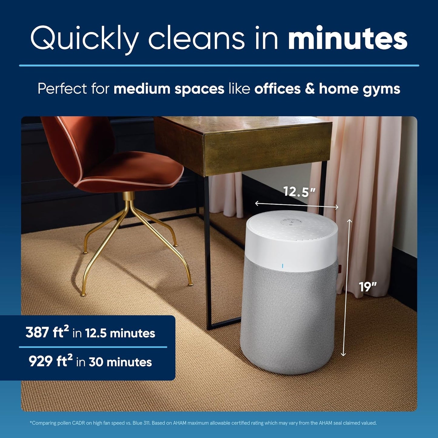 BLUEAIR Air Purifiers for Medium Rooms, Bedroom, Kitchen, Cleans 1,858 sqft in one hour, HEPASilent Smart Air Cleaner for Home, Pets, Allergies, Dust, Mold, Smoke - Blue Pure 311i Max