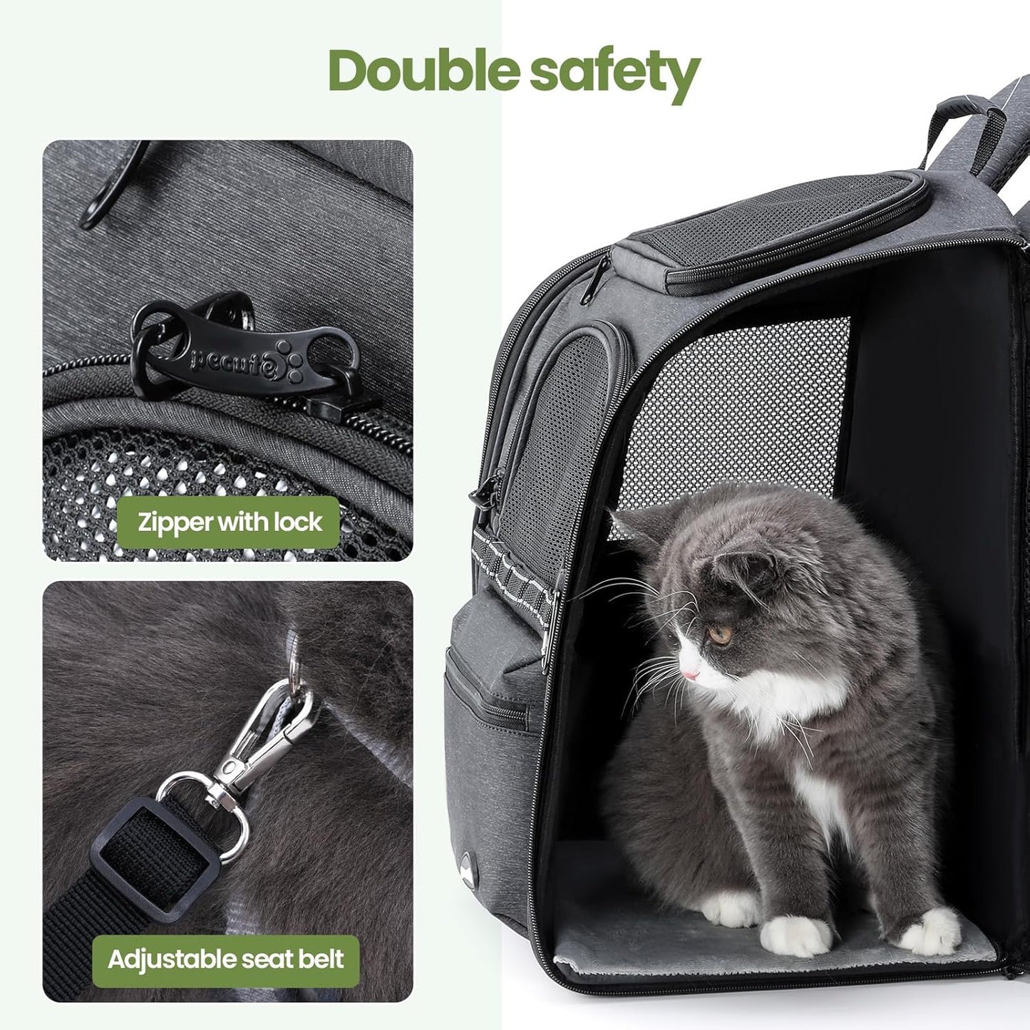 Pecute Cat Backpack Anti-Gravity Load Reduction 30%, Dog Backpack with Locking Zippers, Pressure-Relieving, Suitable for Traveling, Taking Public Transportation, Visiting The Doctor, Hiking