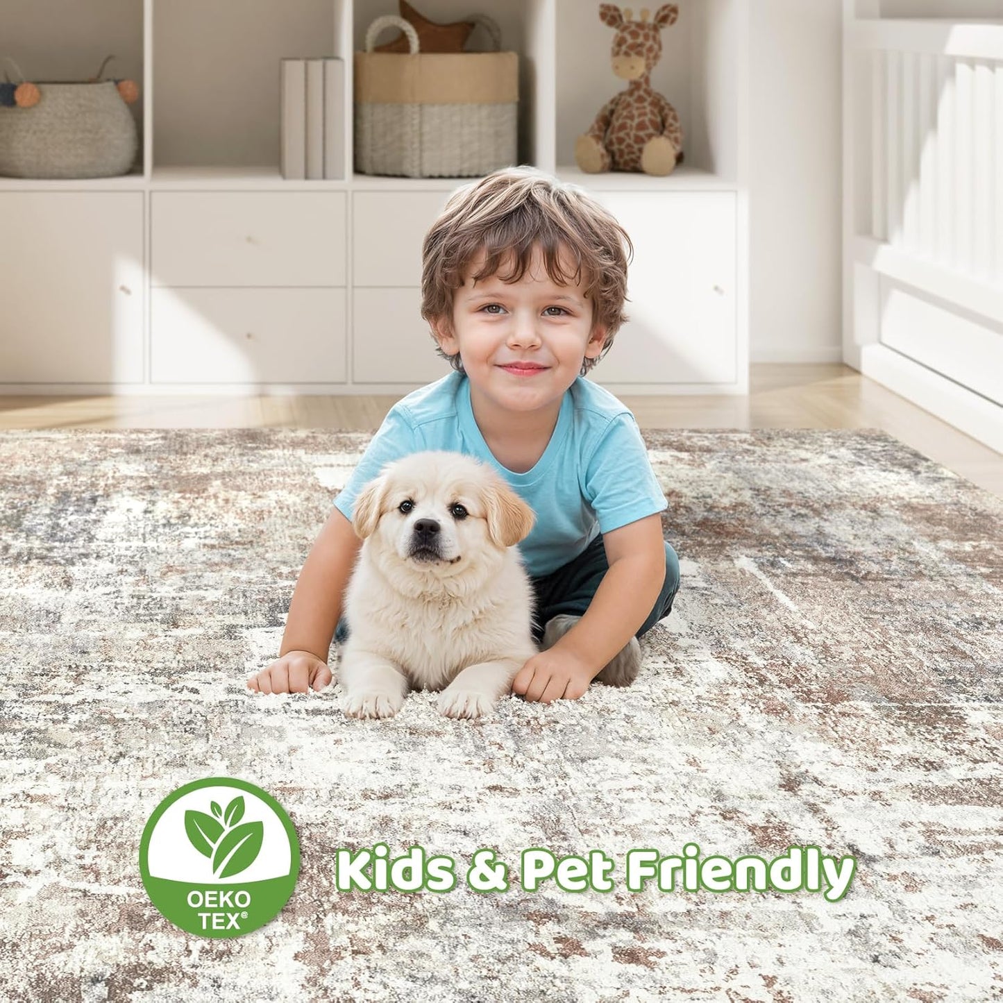 6x9 Area Rugs Living Room: Large Washable Abstract Modern Soft Rug Stain Resistant Indoor Floor Non Slip Accent Carpet for Bedroom Nursery Playroom Dining Room Office Dorm Home Decor- Gray Gold
