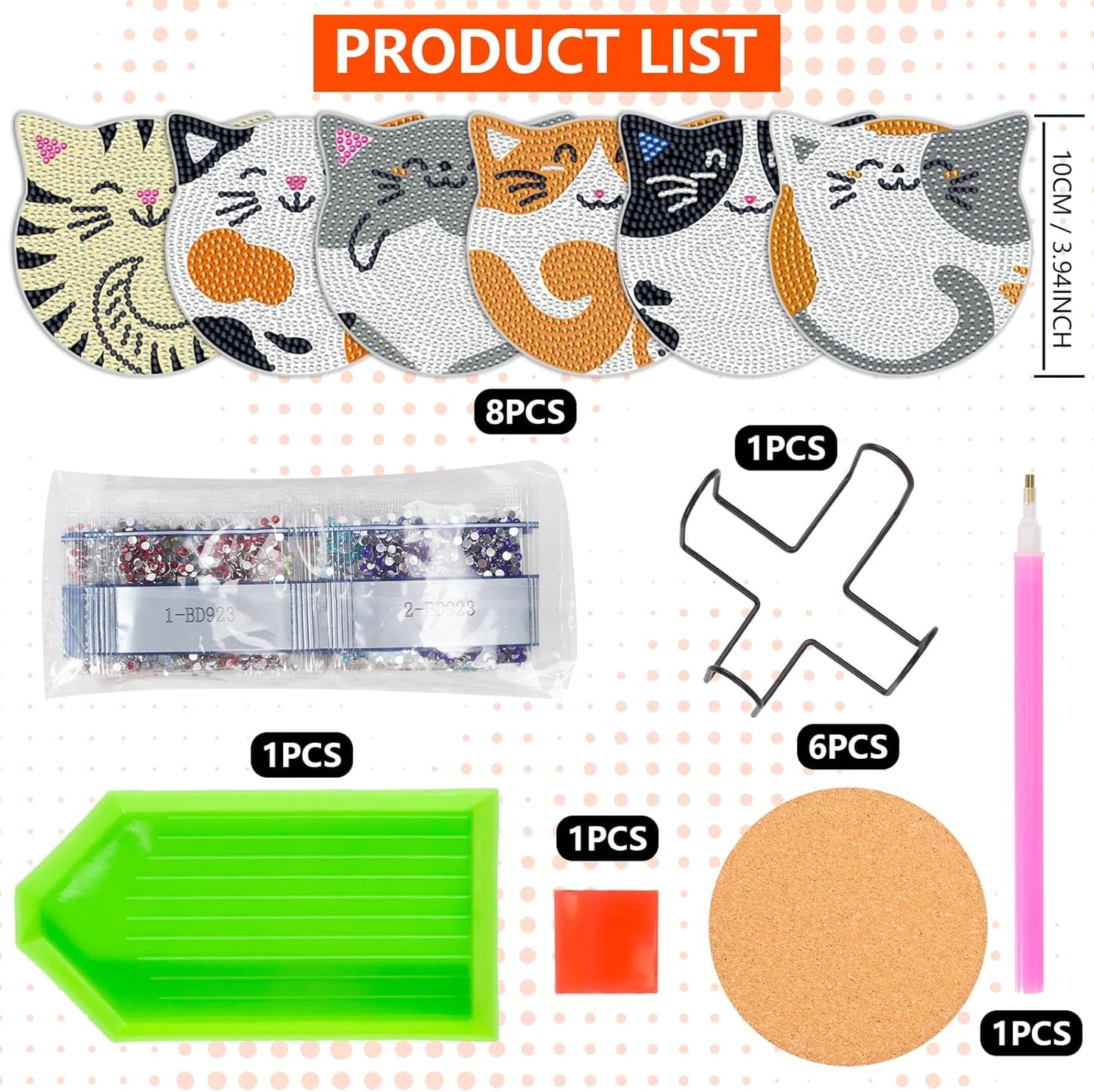 Purilite Select Cat Diamond Art Coasters Kit