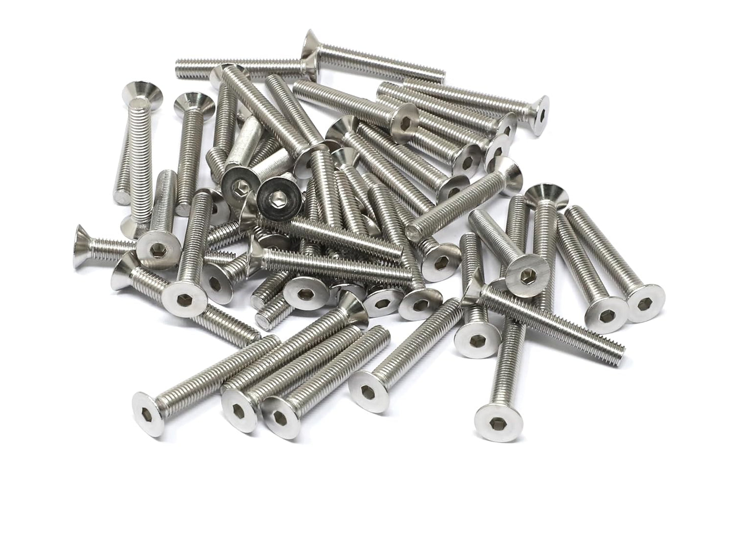 iexcell 5 Pcs M8 x 80mm Thread Pitch 1.25 mm Stainless Steel 304 Hex Socket Flat Head Cap Screws Bolts Kit