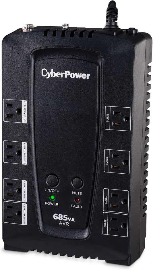 CyberPower CP685AVRG AVR UPS System, 685VA/390W, 8 Outlets, Compact - PuriLite