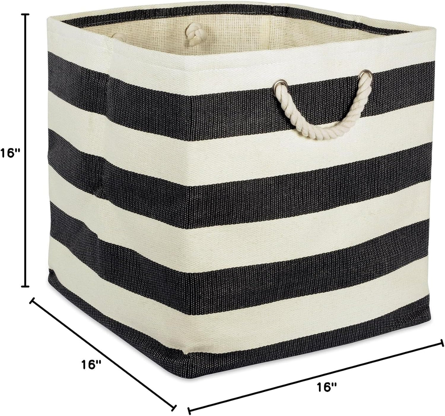 DII Storage Basket or Bin, Collapsible & Convenient Storage Solution for Office, Bedroom, Closet, Toys, Laundry (Large) - Pink Rugby Stripe