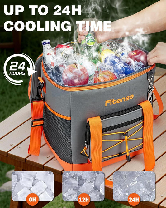 Fitense Soft Cooler Bag Insulated 50 Cans/33L, 27 Cans/20L Camping Cooler 4-Layer Leakproof, Collapsible Portable Lunch Cooler for Beach, Travel, Picnic, Grocery, Kayaking