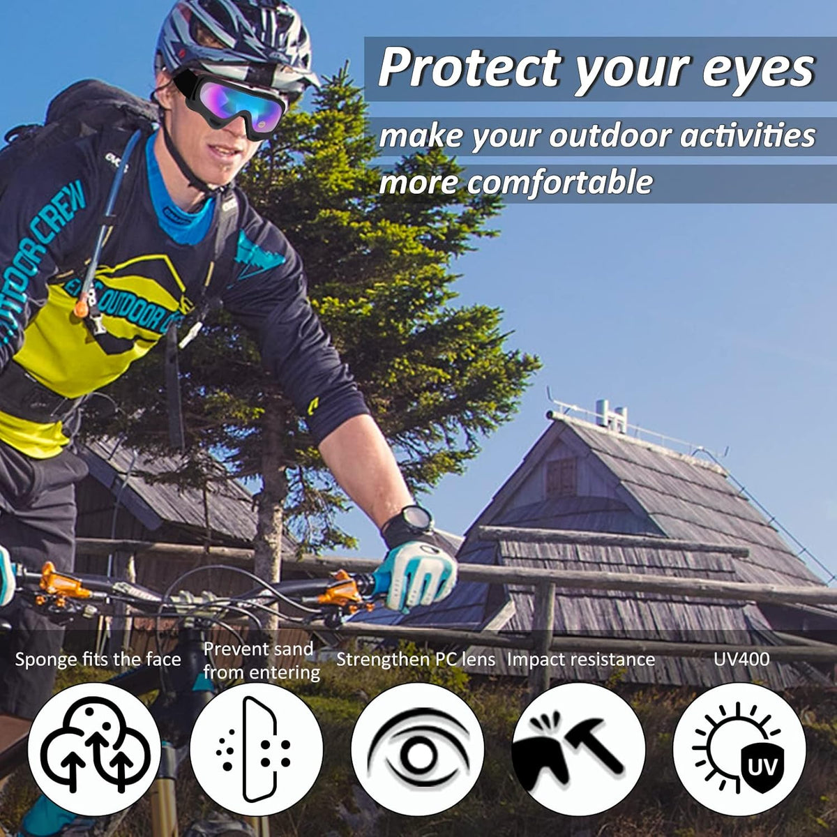 Motorcycle Goggles 2 Pack, Dirt Bike ATV Goggles Motocross Riding Racing Eyewear Off-Road MX Bike & Ski Goggles UV400 Anti-Fog Impact-Resistant Dustproof Goggle for Adult Youth Kids - PuriLite