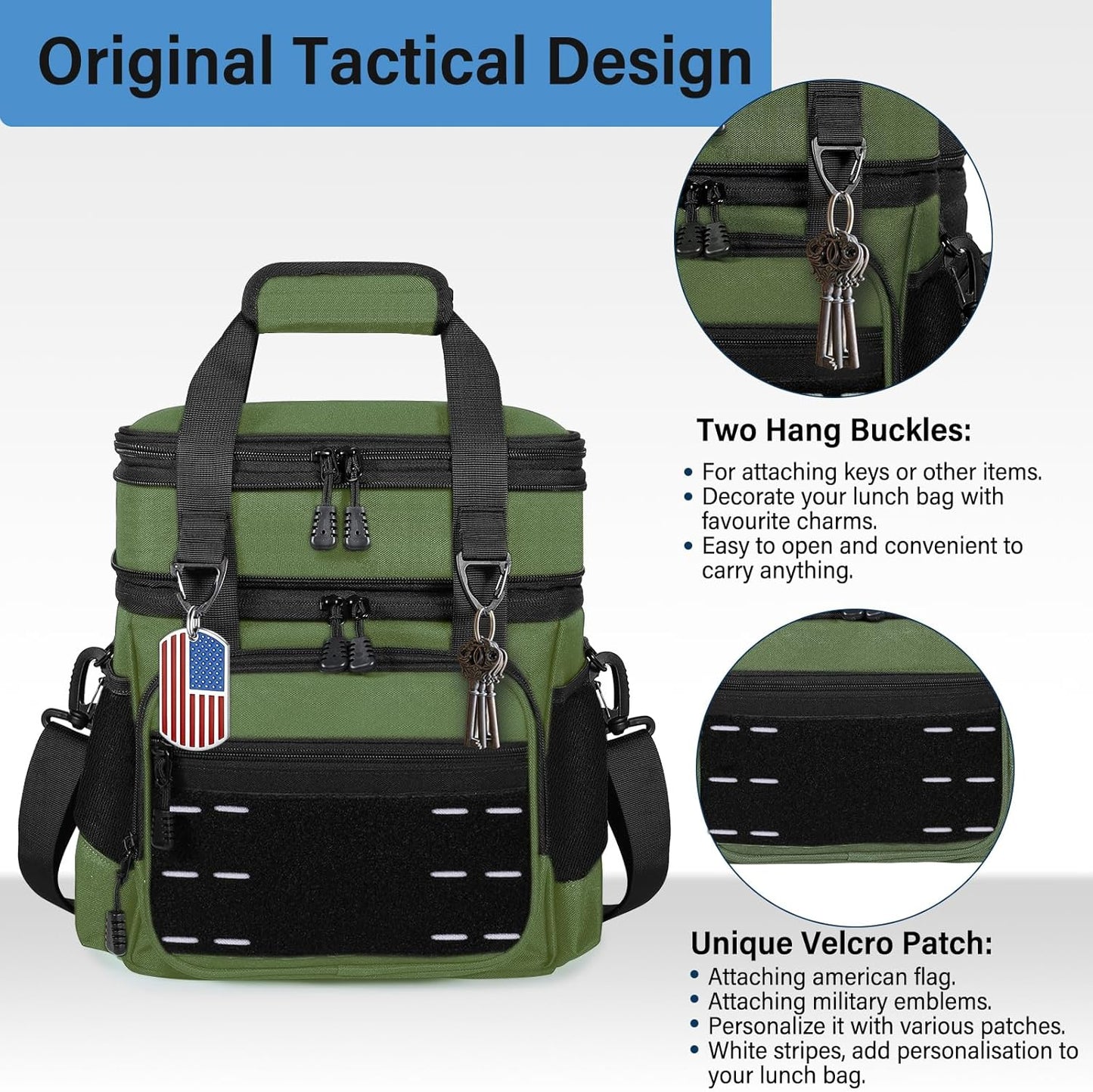 Lunch Box Cooler Bag - Insulated Tactical Lunchbox for Men - XLarge Lunch Pail Lunch Kit for Adults Work Outdoor Shifts Trips Black Camo 25L