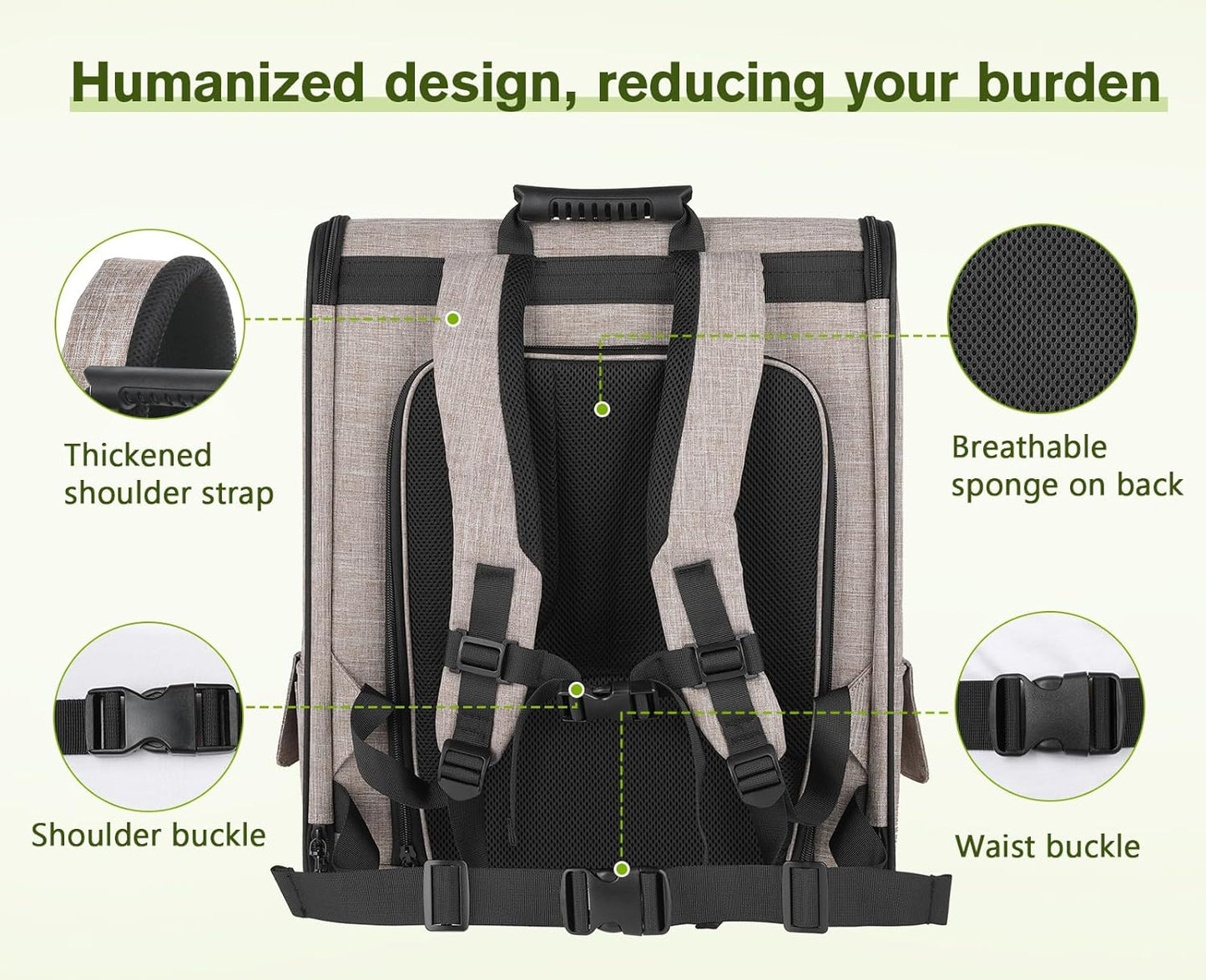 Pecute Pet Carrier Backpack, Dog Carrier Backpack Expandable with Breathable Mesh for Pets <6kg, Pet Backpack Carrier for Hiking Travel Camping Outdoor