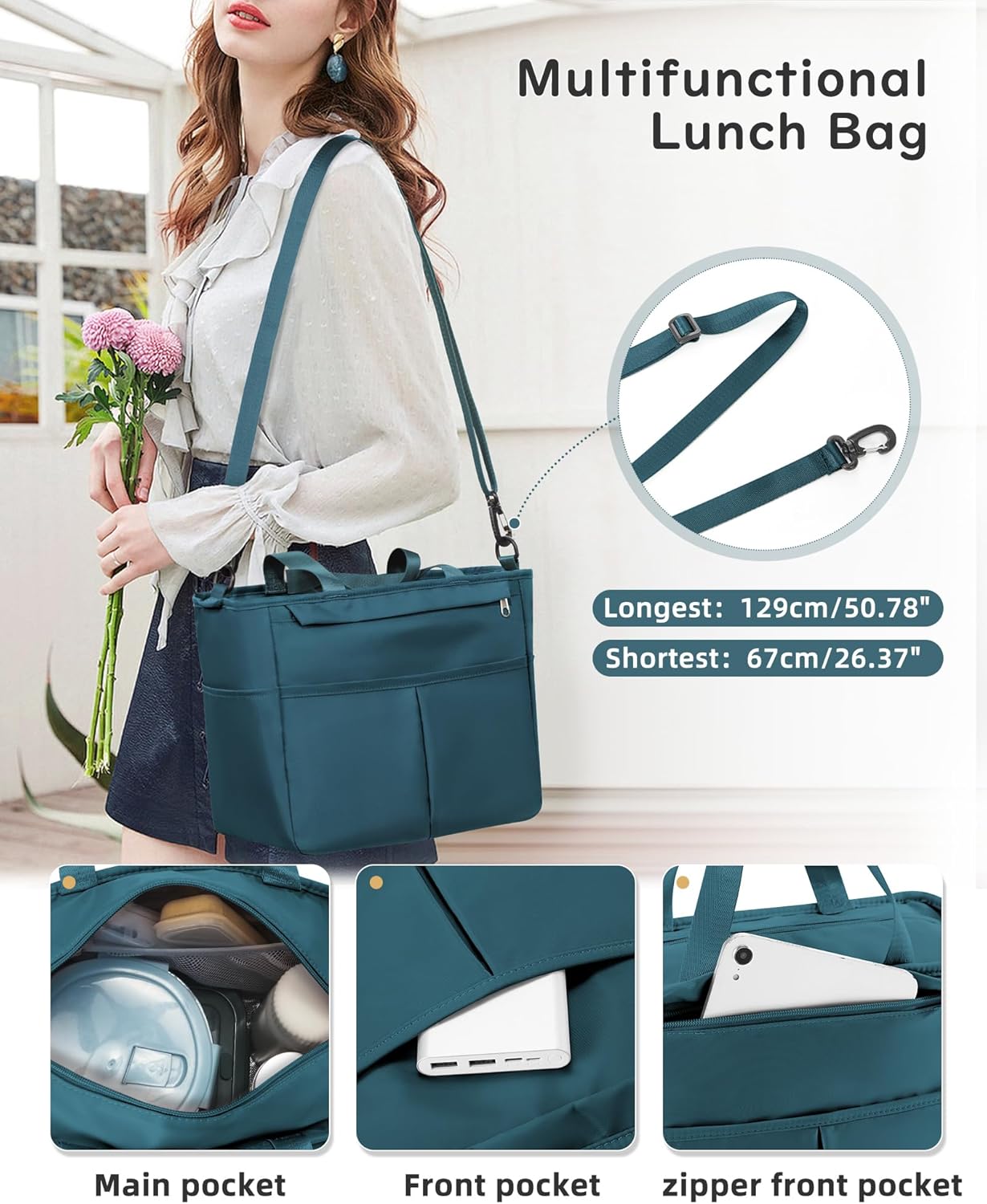 Lunch Bag Insulated Lunch Box Leakproof Lunch Tote Bags for Women Men,Portable Thermal Cooler Bag Lunch Containers with Shoulder Strap for Work, Family, Picnic, School, Outdoor,BBQ C2-Pinkpurple