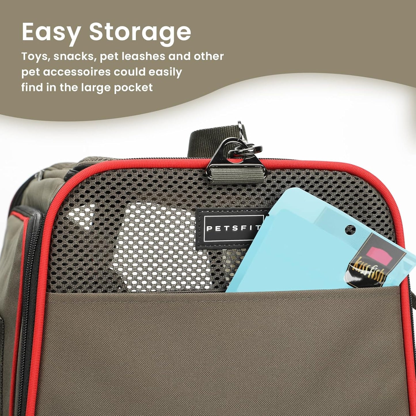Petsfit Expandable Cat Dog Carrier Airline Approved, 17" L x 11" W x 11" H Soft-Sided Portable Pet Travel Carrier for Kitten, Puppy, Removable Soft Plush Mat and Pockets, Auto-Locking Zippers