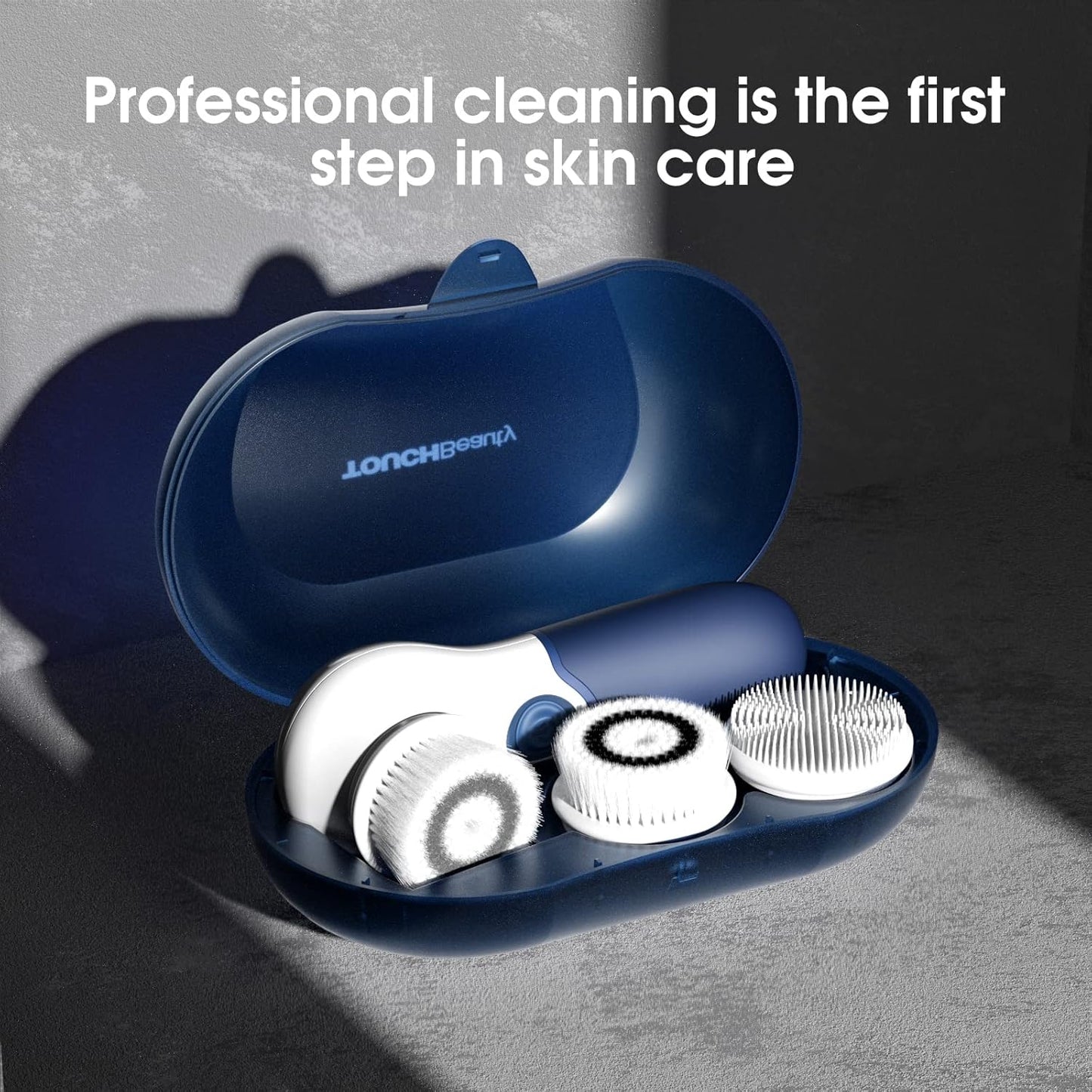 Facial Cleansing Brush Electric Facial Exfoliating Massage Brush with 3 Cleanser Heads and 2 Speeds Adjustable for Deep Cleaning, Removing Blackhead, Face Massaging
