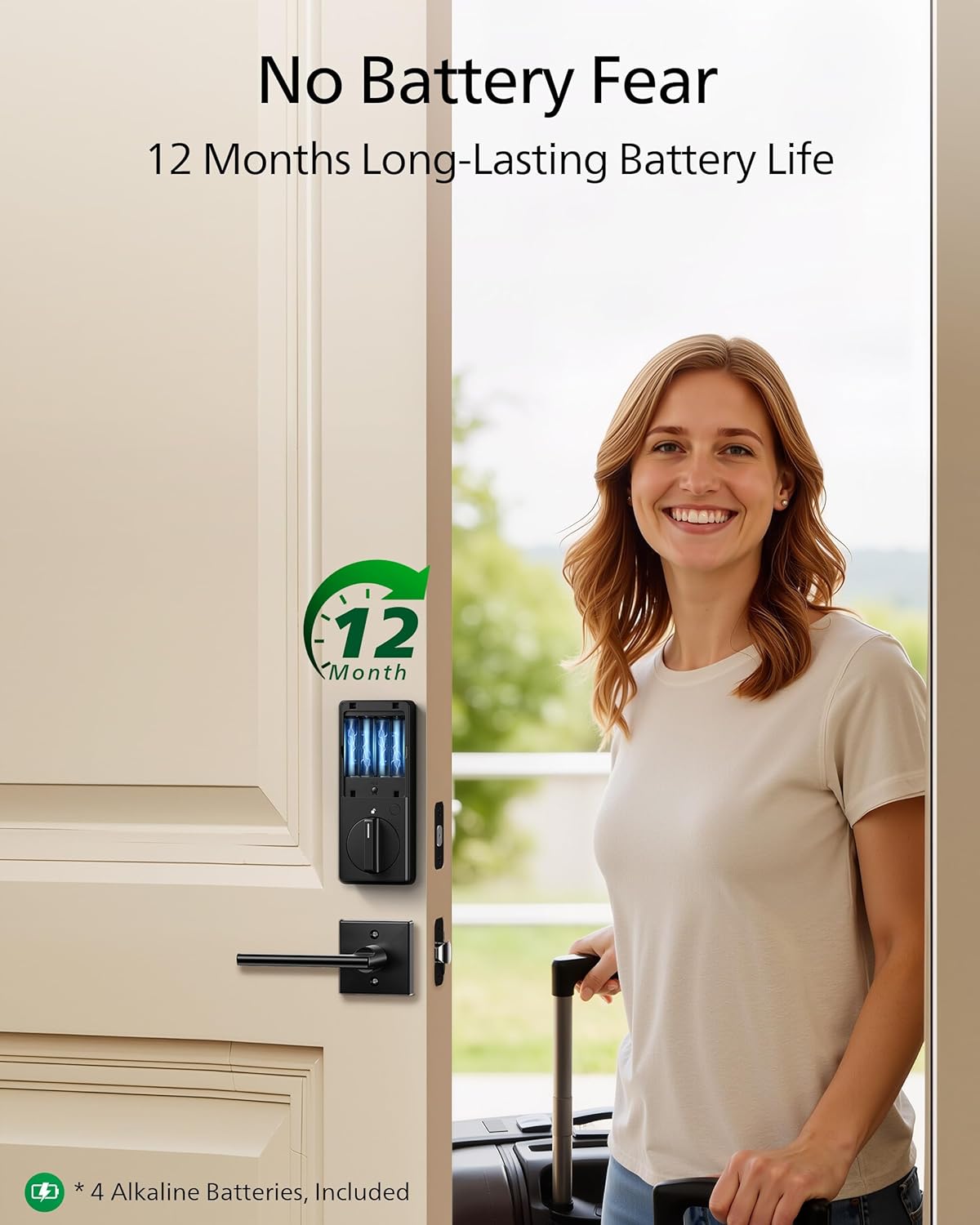 Philips Fingerprint Keyless Entry Door Lock, Electronic Door Lock with Touchscreen, Long-Lasting Battery, Auto Locking, One-Time Code, Keypad Deadbolt, One-Touch Locking, Matte Black