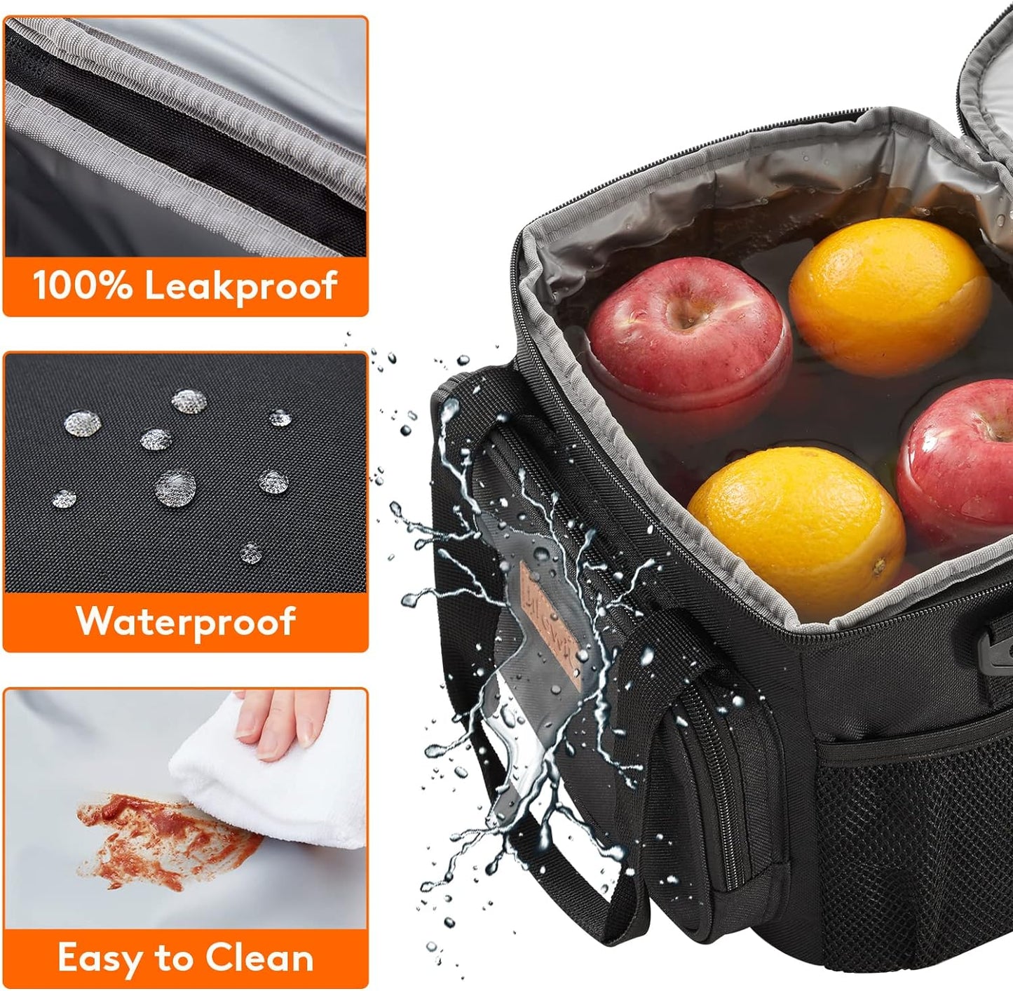 Lifewit Lunch Bag for Men, Insulated Lunch Box Leakproof Soft Cooler Cooling Tote for Adult Women, Waterproof Reusable Lunch Bags for Work Office Outdoor Picnic Camping, Black, 12-Can (9L)
