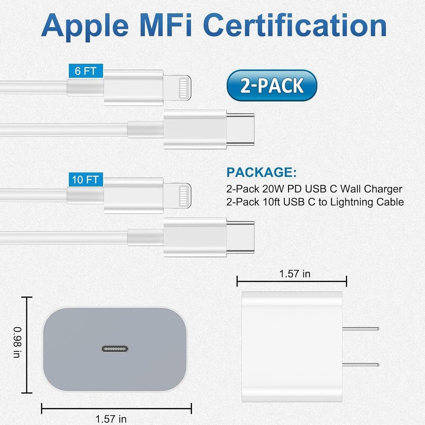 Purilite Select 20W USB-C Fast Charger Set with MFi-Certified Lightning Cable