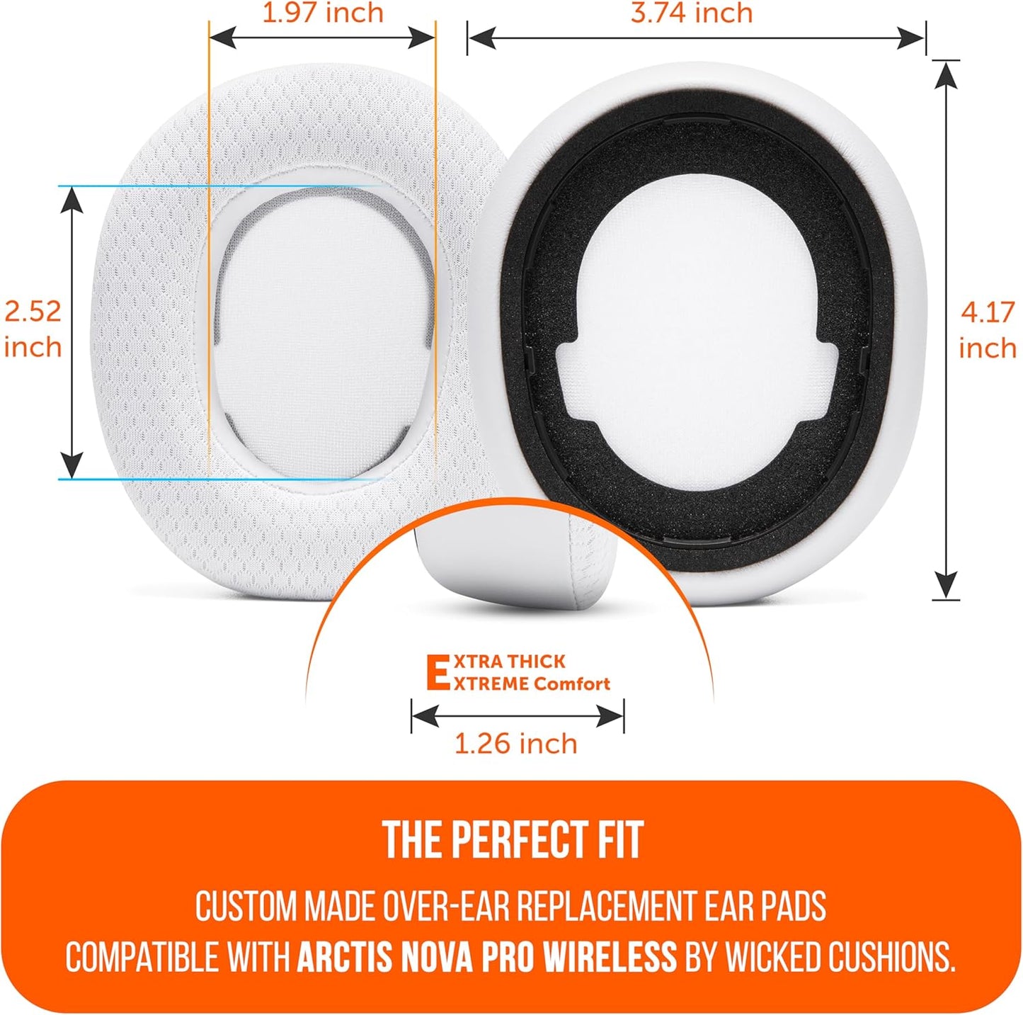 WC Freeze Nova Pro Wireless - Cooling Gel Earpads for Arctis Nova Pro Wireless ONLY (Doesn’t Fit Other Models), Made by Wicked Cushions, Improved Durability, Thickness & Sound Isolation | Black
