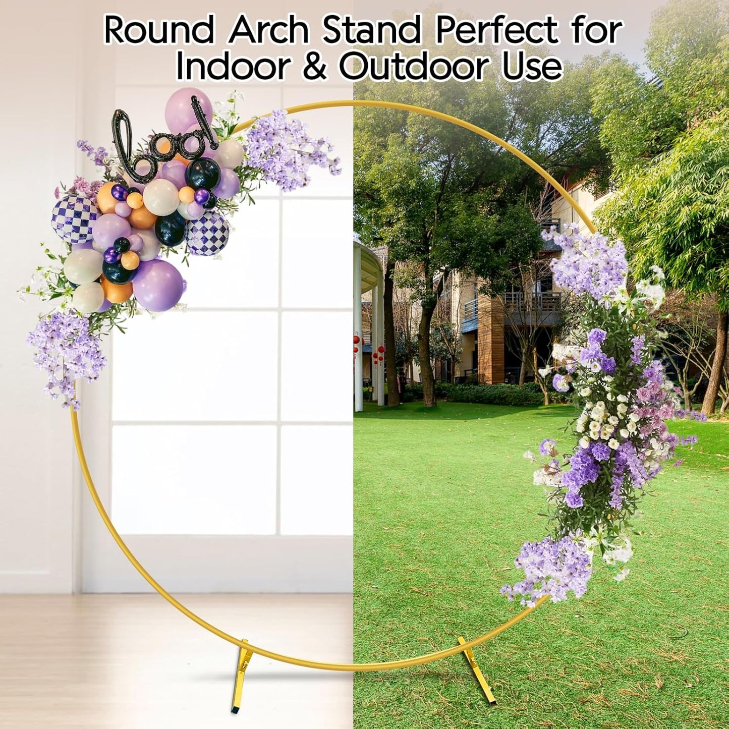 JEBUTU Balloon Arch Stand Metal Round Backdrop Stand Circle Balloon Arch Frame Wedding Arches 6.5FT for Ceremony Birthday Party Baby Shower Decoration