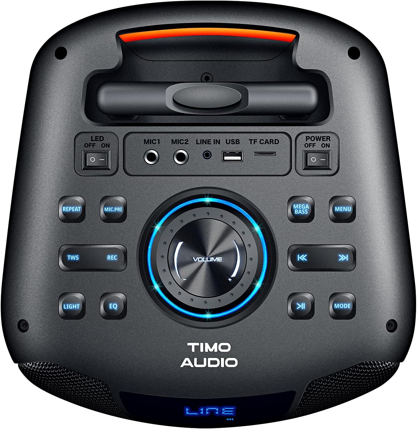 800W Rechargeable Karaoke Machine with Dual 8" Woofers, LED Lights, Bluetooth/USB/AUX, 2 Wireless Microphones & Remote Control (Batteries Not Included), Charging Cable Included
