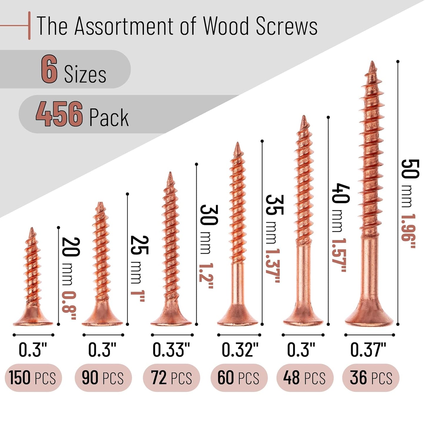 Mr. Pen Wood Screws Assortment Kit, 152 Pcs, Phillips Tips, Wood Screws, Screws, Assorted Screws, Screws Set, Flat Head Screws, Assorted Wood Screws, Screws Assortment, Screw Set Assortment