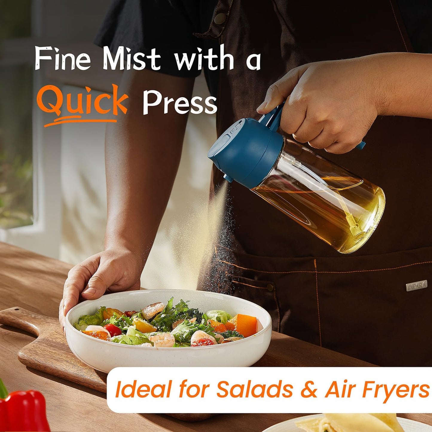 Purilite Select 470ml Glass Oil Sprayer & Dispenser Bottle – 2-in-1 Flip Top