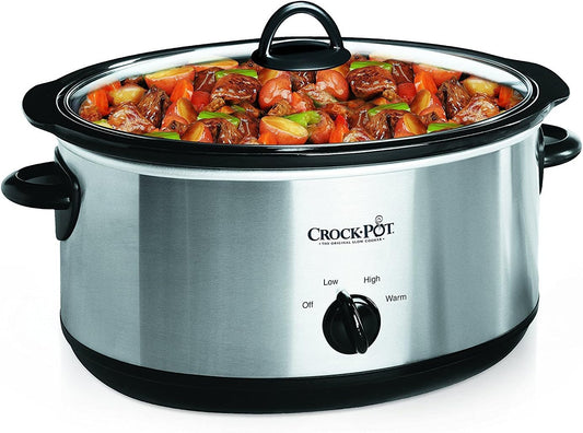 Crock-Pot 7-Quart Oval Manual Slow Cooker | Stainless Steel (SCV700-S-BR) - PuriLite