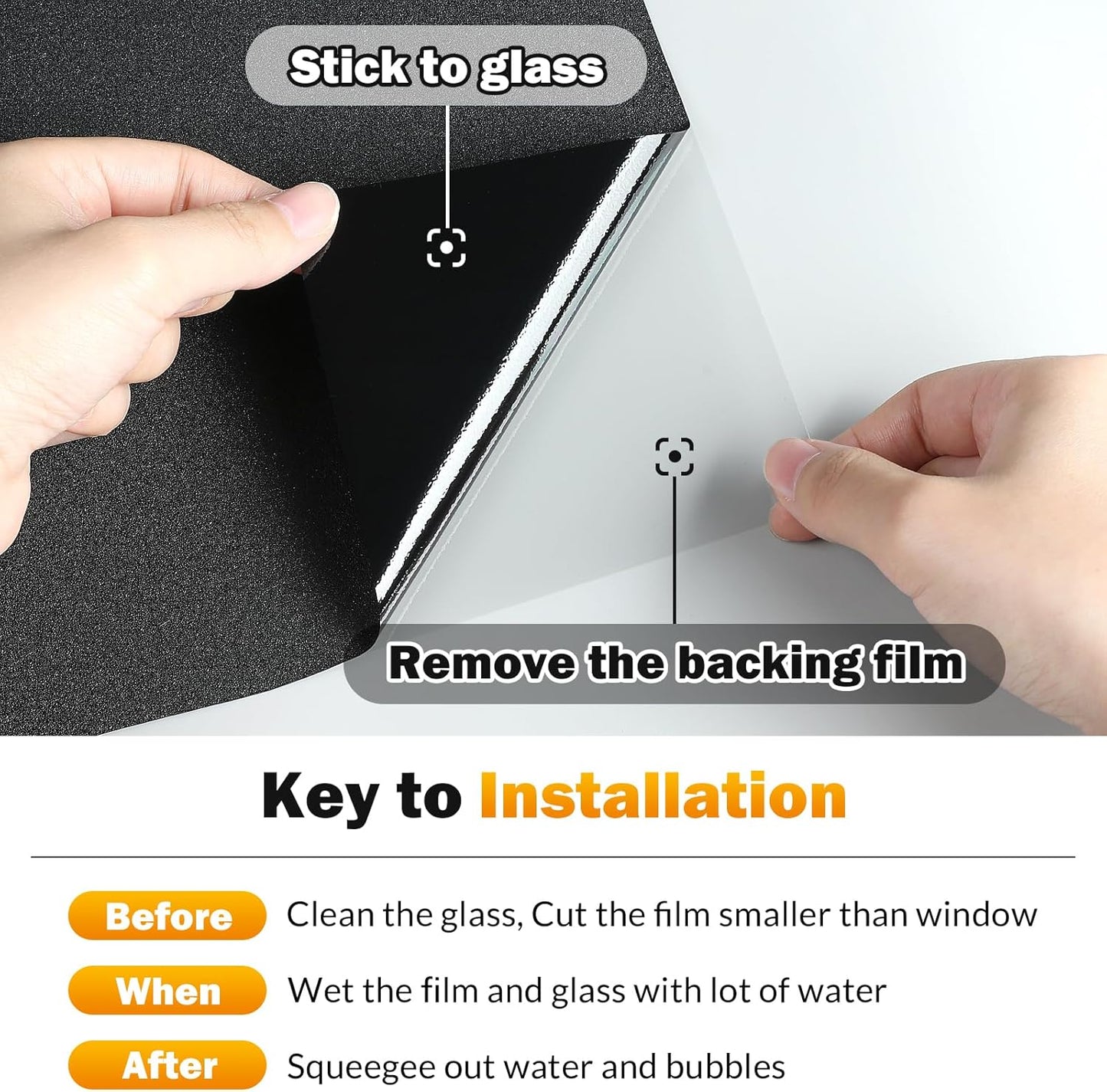 rabbitgoo Window Films for Privacy, Static Cling Frosted Glass Sticker, Non-Adhesive Privacy Film Sun Blocking Window Covering Frosting Vinyl Bathroom Sliding Glass Door, 44.5 x 200cm, Pure Frosted