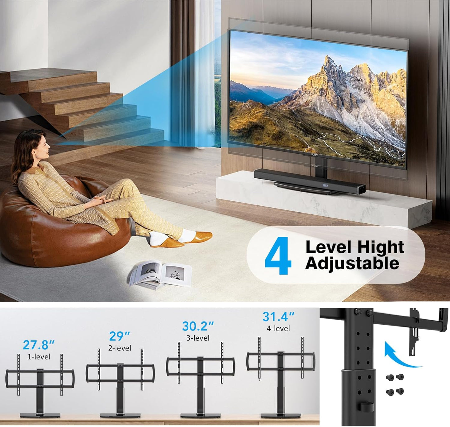 Purilite Select Swivel Tabletop TV Stand (27"–70")