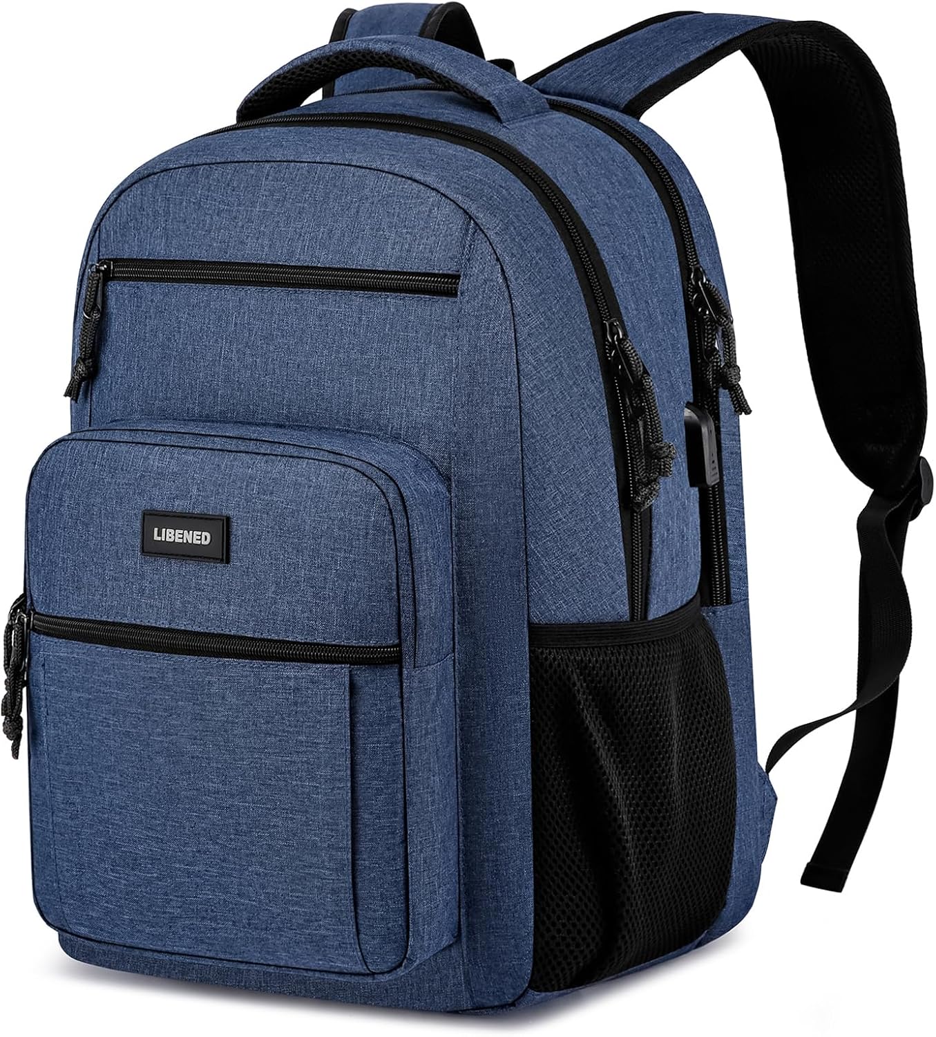 School backpack for Teen Boys, Backpack for Men,15.6 inch Laptop Backpack with USB Charging Port, Large Computer Bookbag with Compartments, Ergonomic Straps, Black